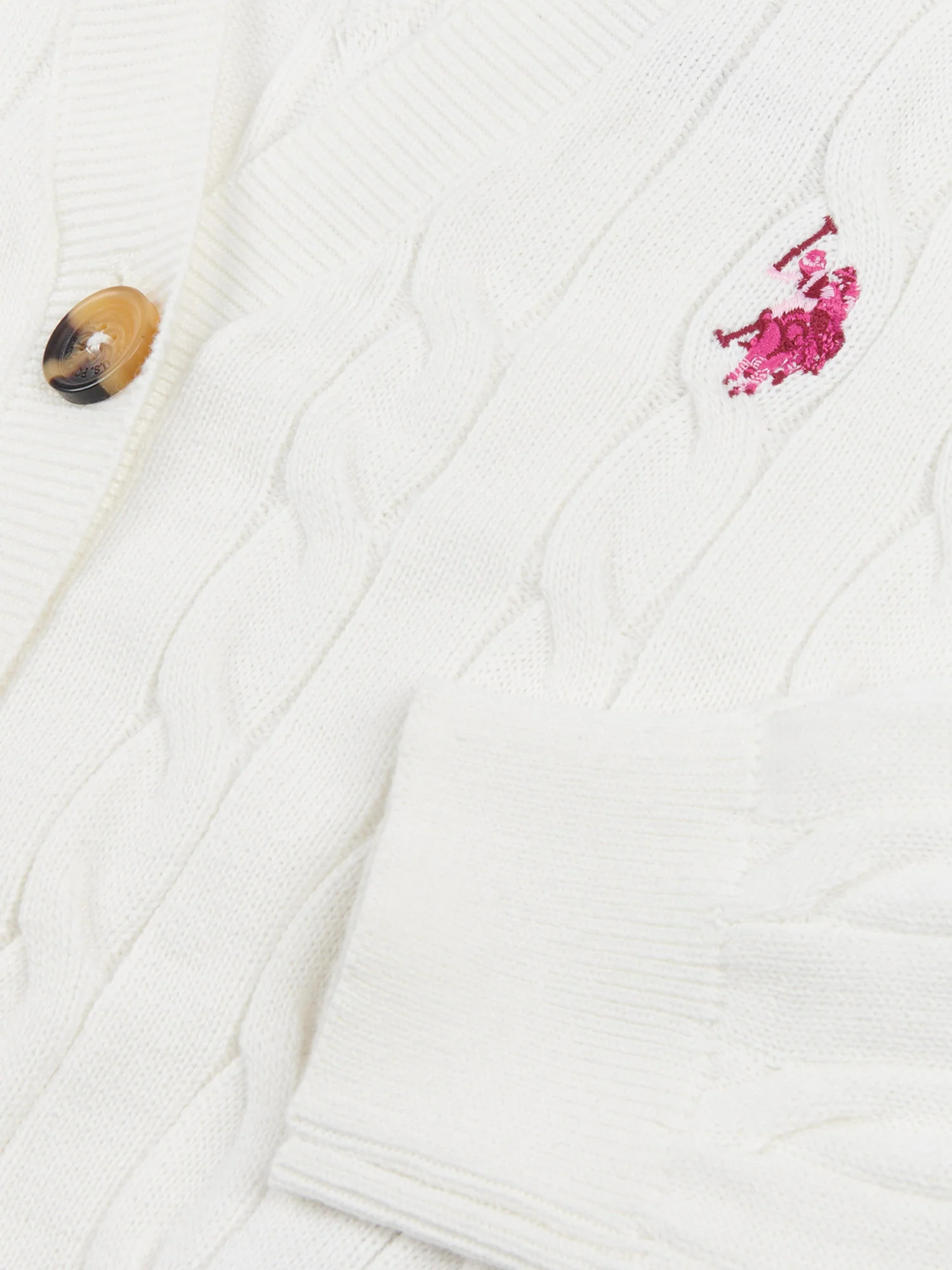 Girls Cable Knit Cardigan Marshmallow - Image 7