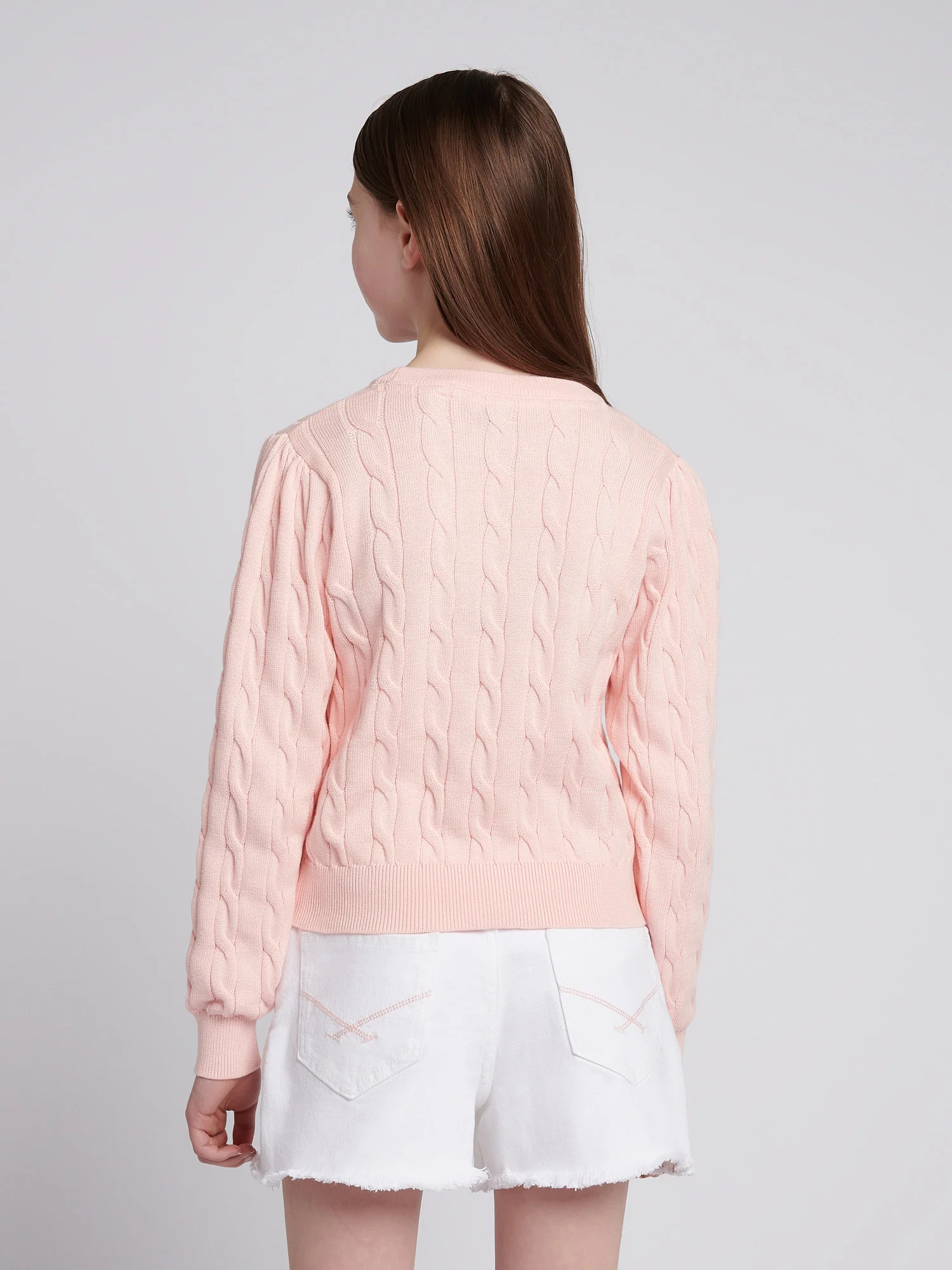 Girls Cable Knit Jumper Crystal Rose - Image 4