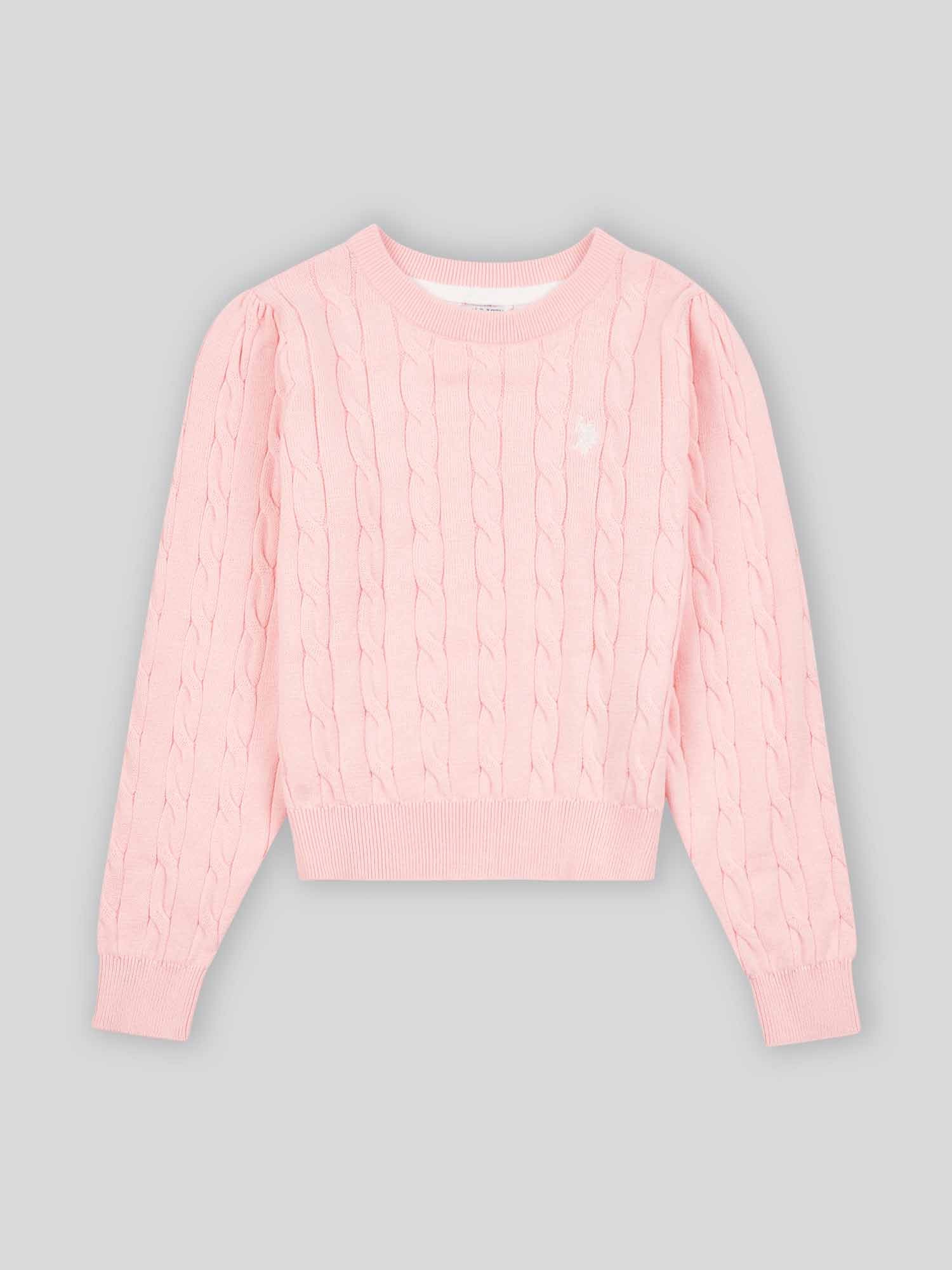 Girls Cable Knit Jumper Crystal Rose - Image 5