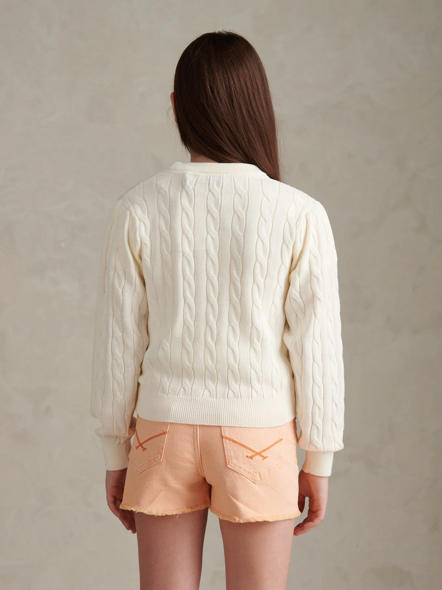 Girls Cable Knit Jumper Marshmallow - Image 4
