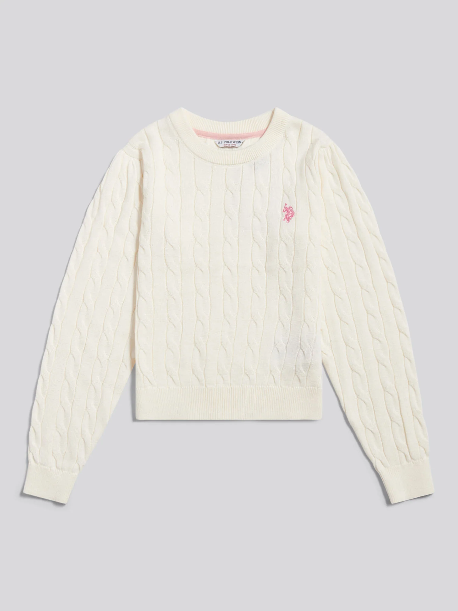 Girls Cable Knit Jumper Marshmallow - Image 5