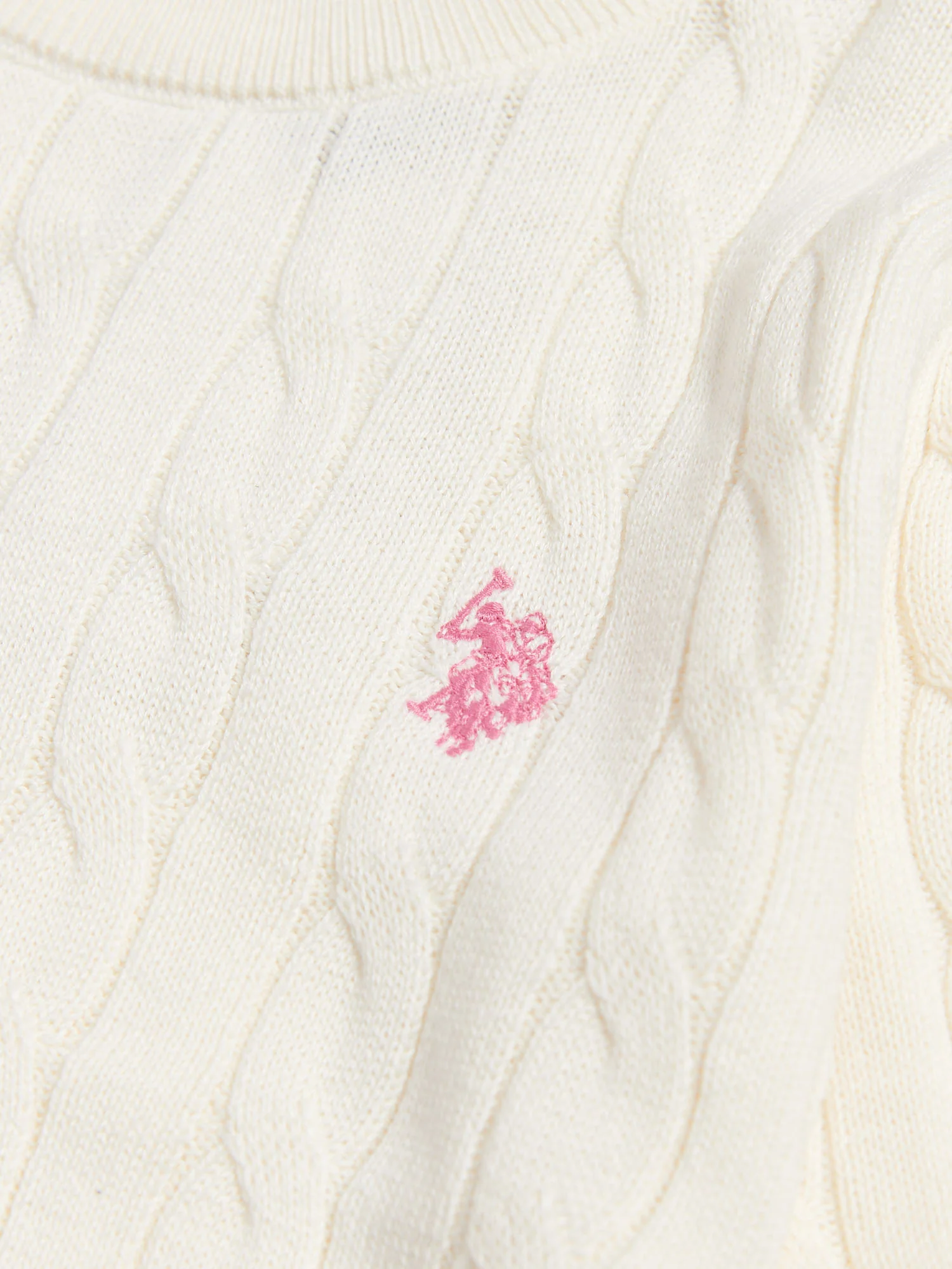 Girls Cable Knit Jumper Marshmallow - Image 7