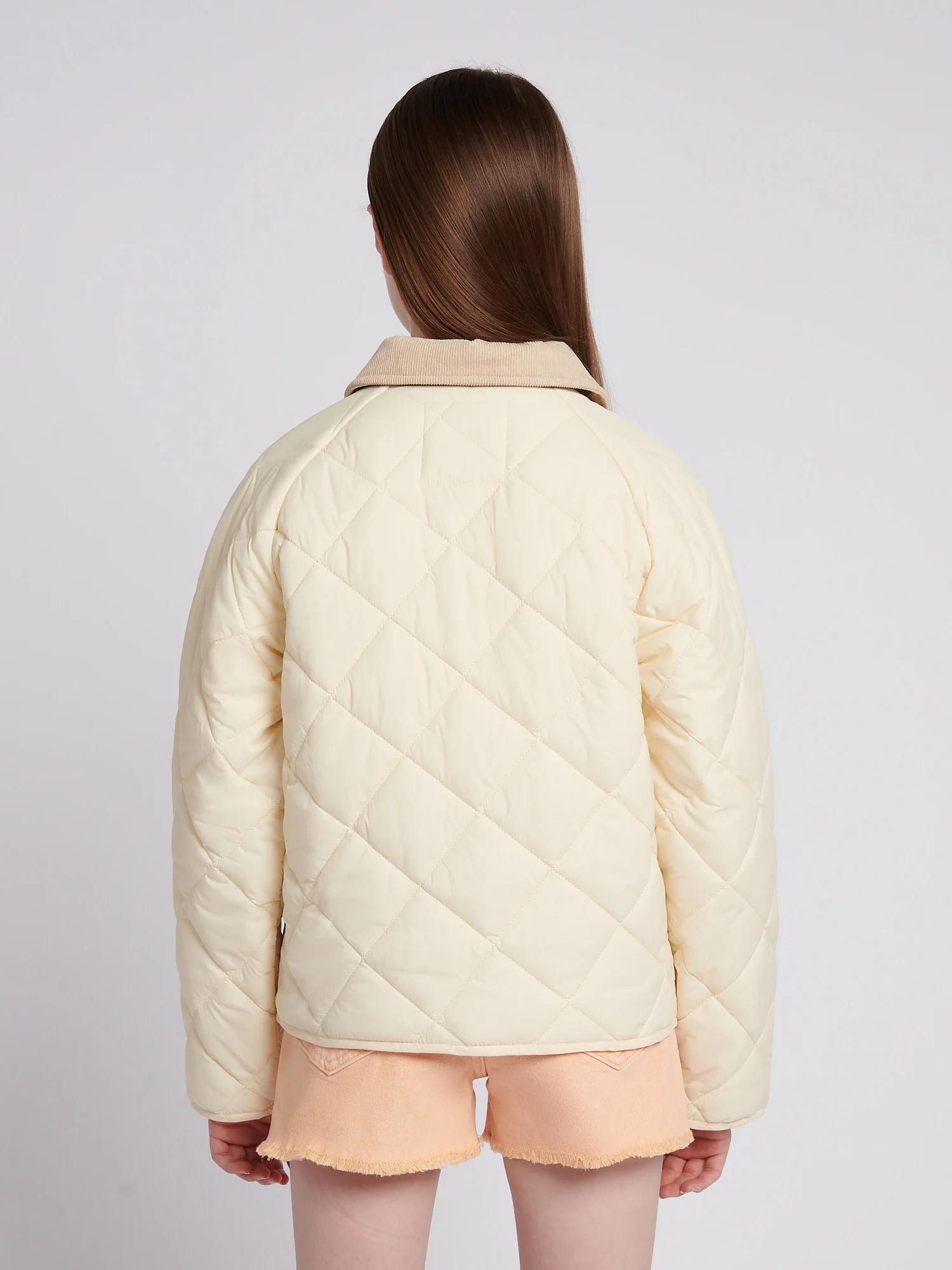 Girls Diamond Quilt Jacket in Marshmallow - Image 4