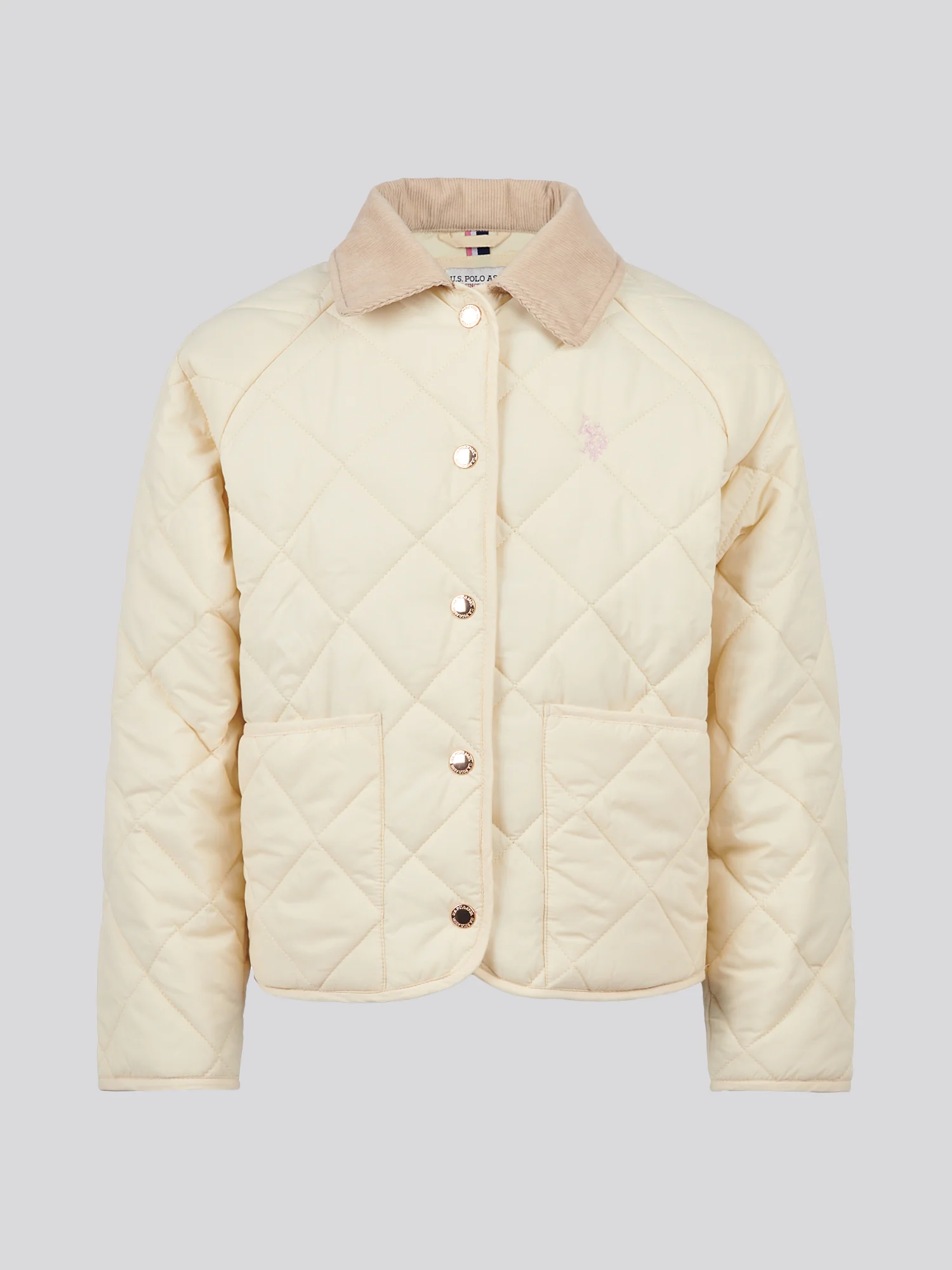 Girls Diamond Quilt Jacket in Marshmallow - Image 5