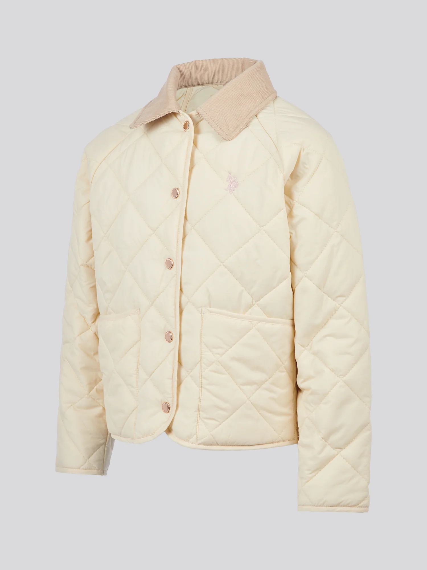 Girls Diamond Quilt Jacket in Marshmallow - Image 6