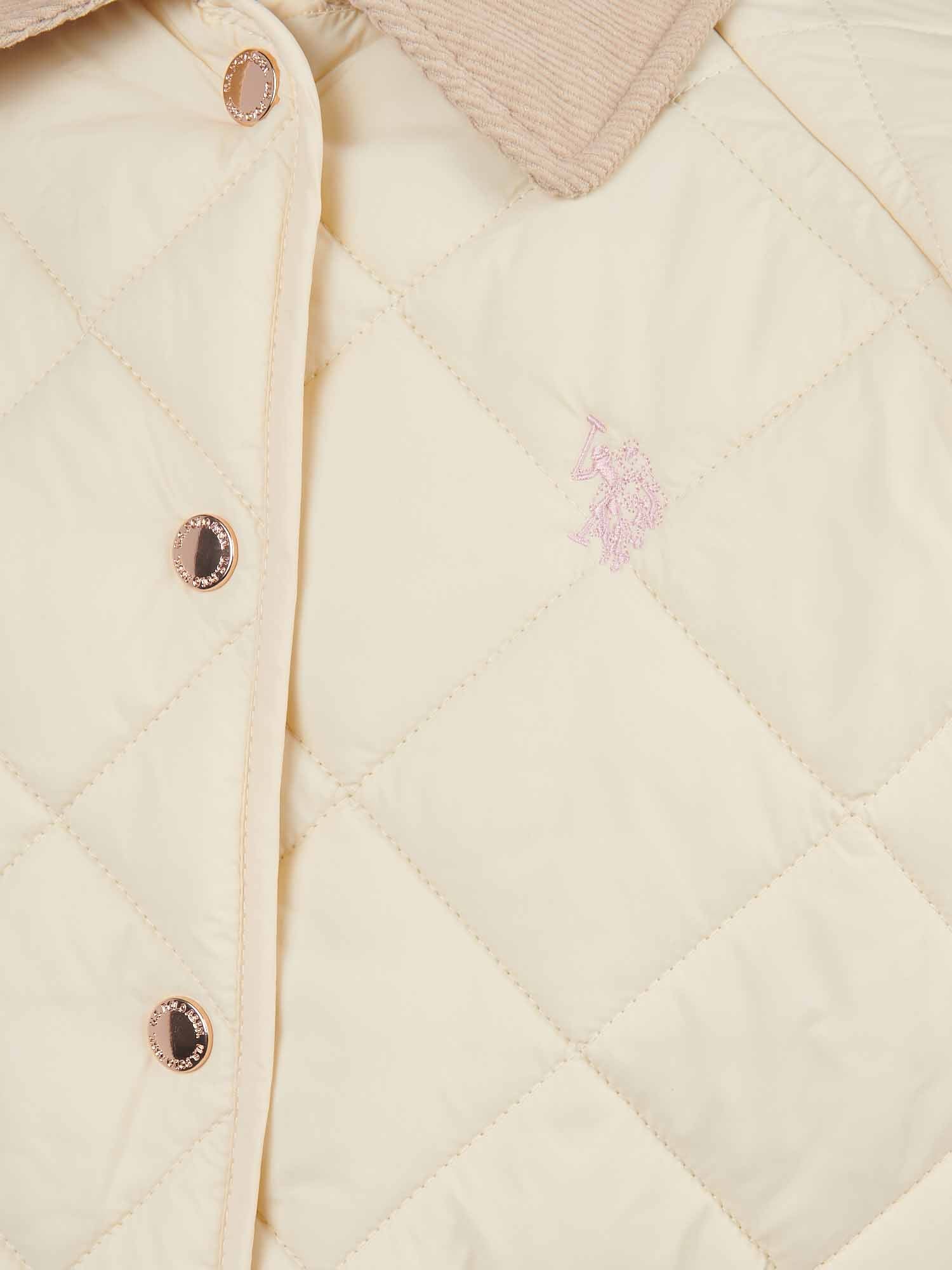 Girls Diamond Quilt Jacket in Marshmallow - Image 8