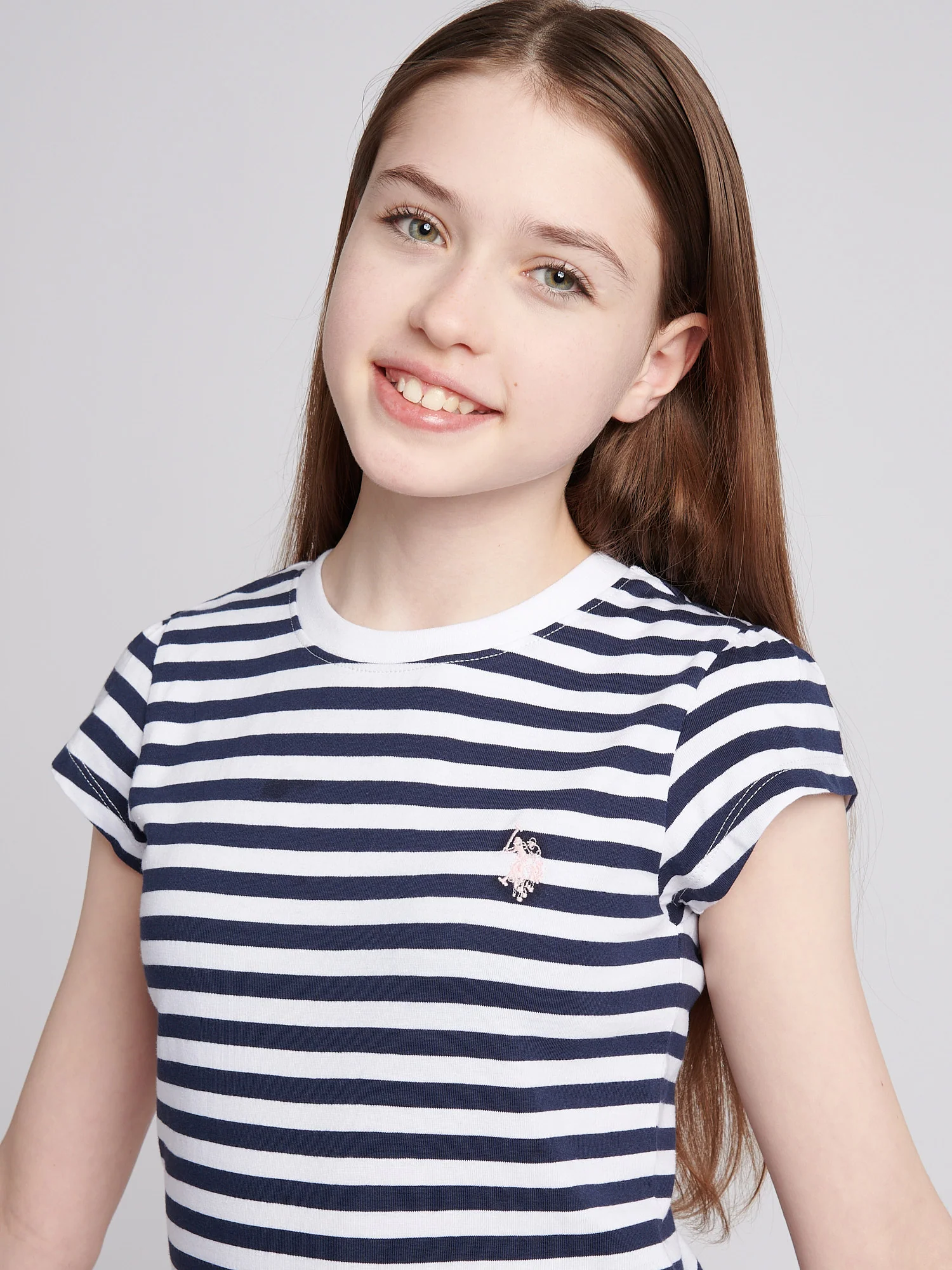 Girls Double Horsemen Mixed 2 Pack Cap Sleeve Tees in Navy Iris - Image 2