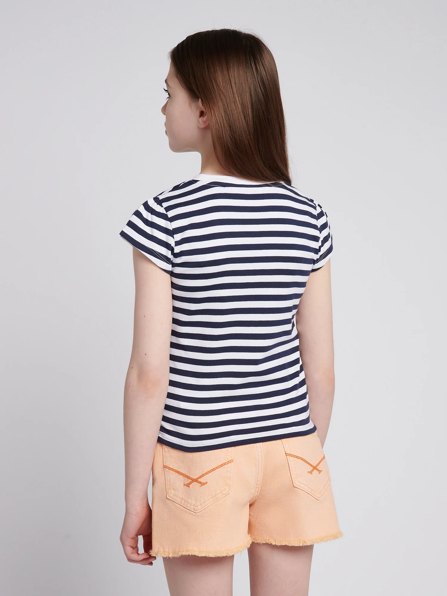 Girls Double Horsemen Mixed 2 Pack Cap Sleeve Tees in Navy Iris - Image 3