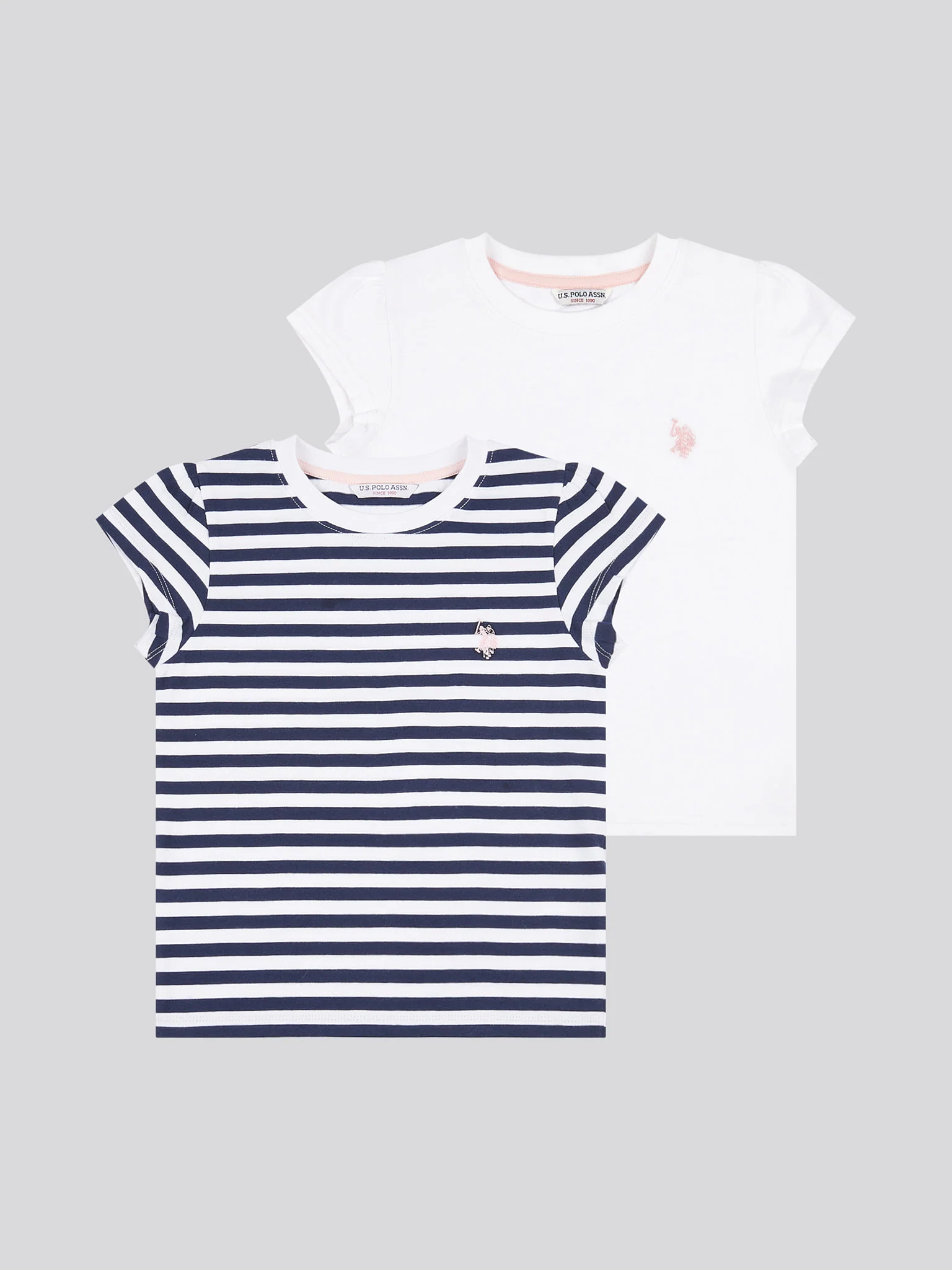Girls Double Horsemen Mixed 2 Pack Cap Sleeve Tees in Navy Iris - Image 7