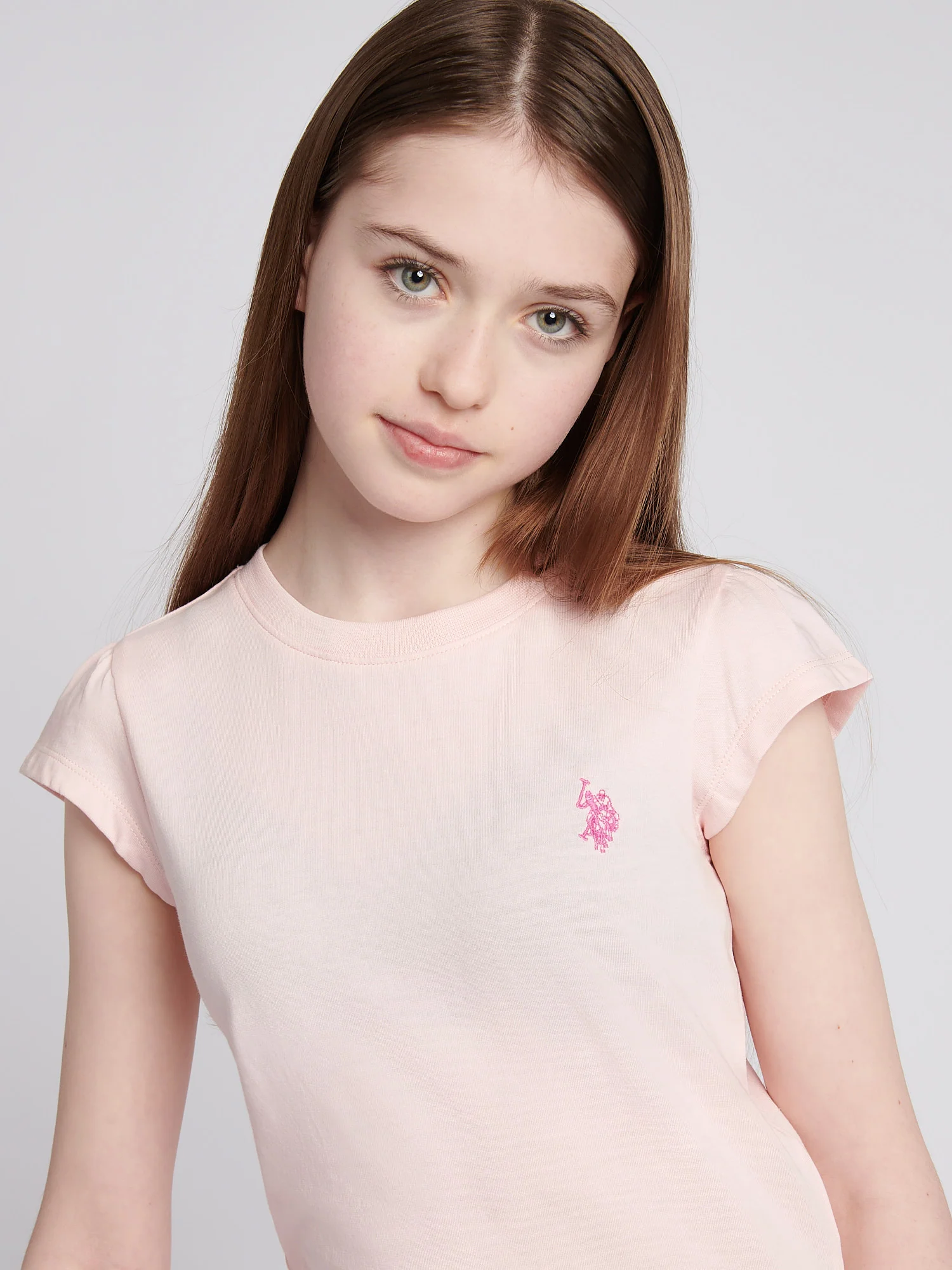 Girls Double Horsemen Mixed 2 Pack Cap Sleeve Tees in Sugar Coral - Image 2