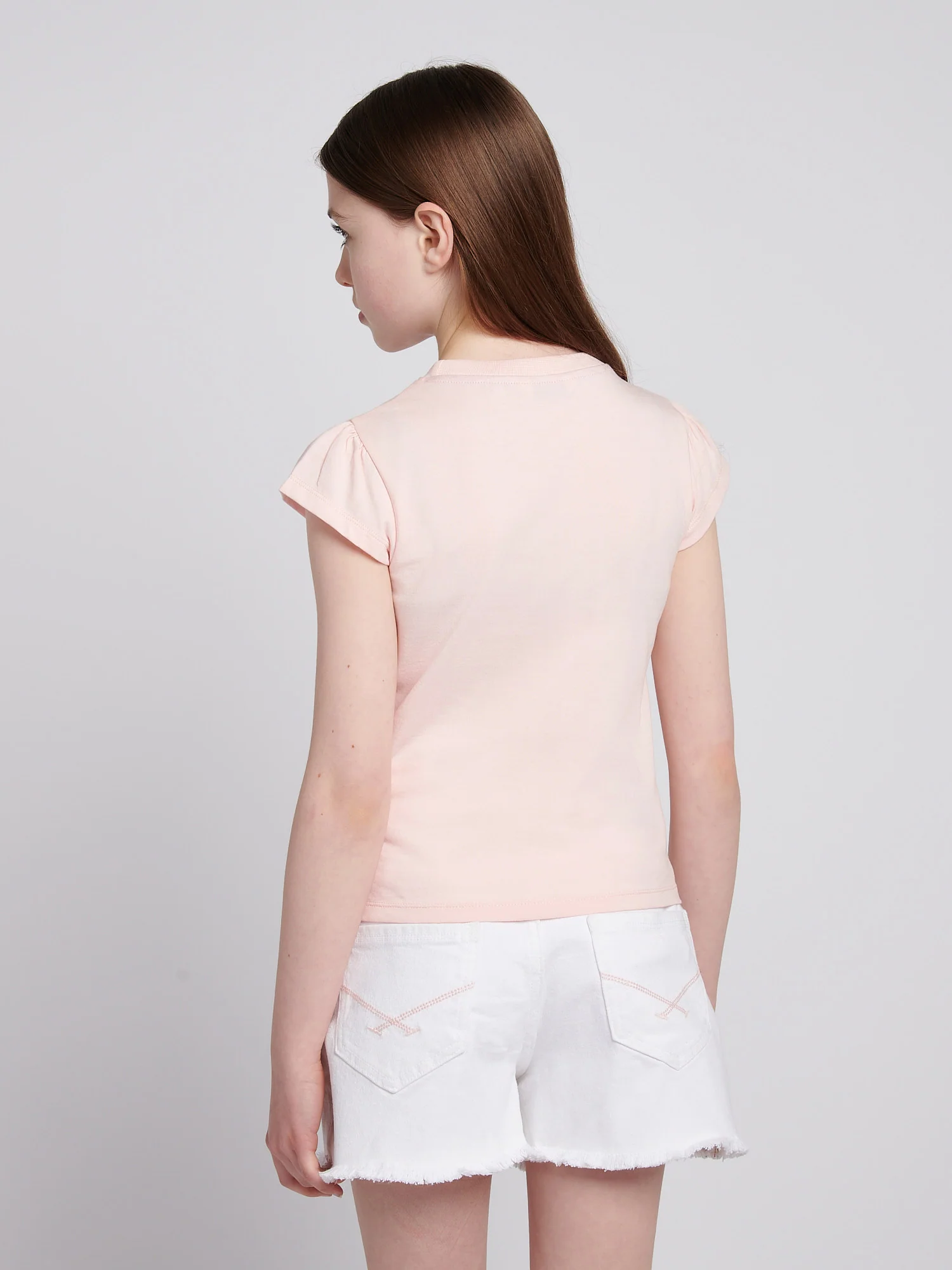 Girls Double Horsemen Mixed 2 Pack Cap Sleeve Tees in Sugar Coral - Image 3
