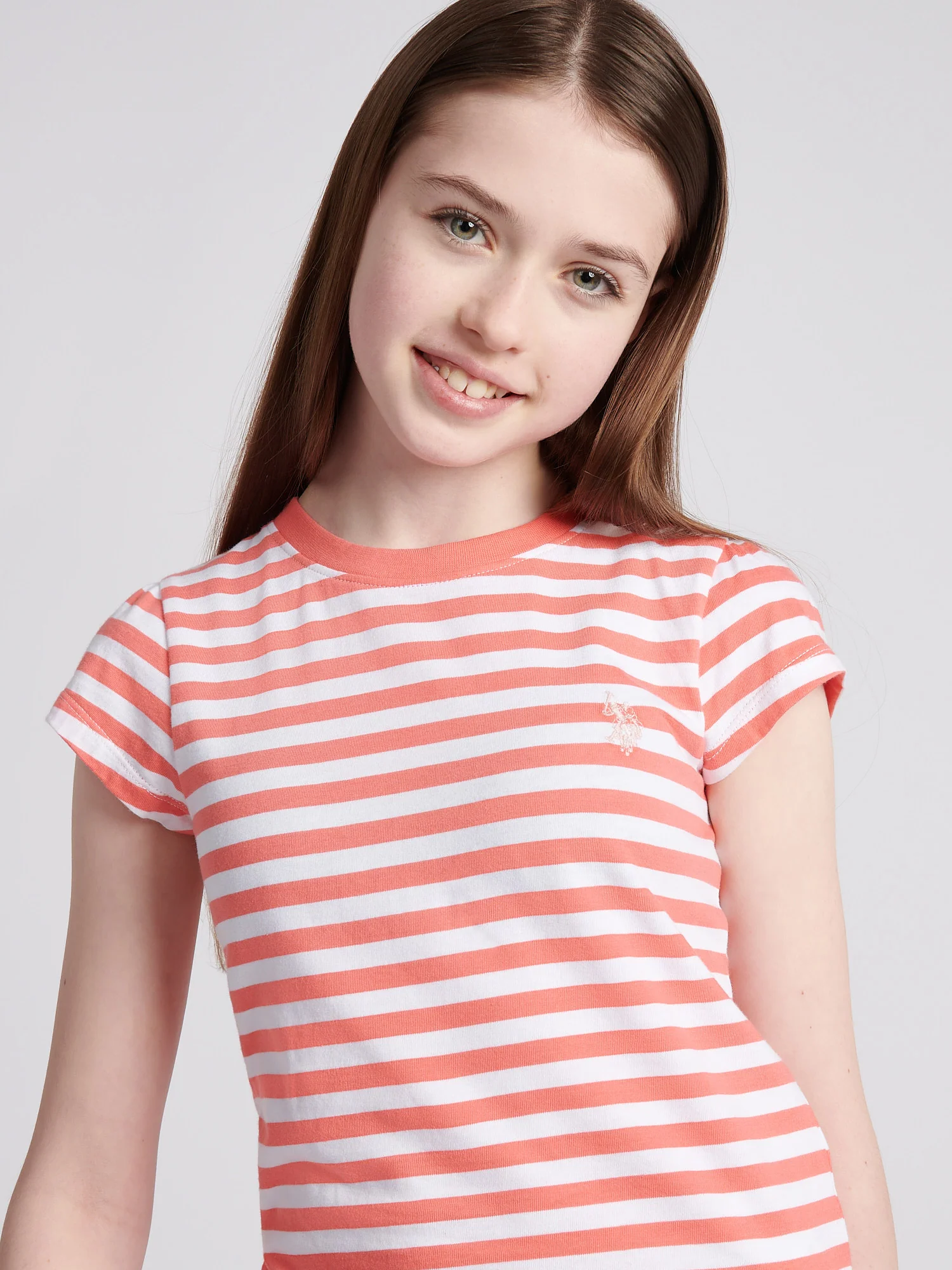 Girls Double Horsemen Mixed 2 Pack Cap Sleeve Tees in Sugar Coral - Image 5
