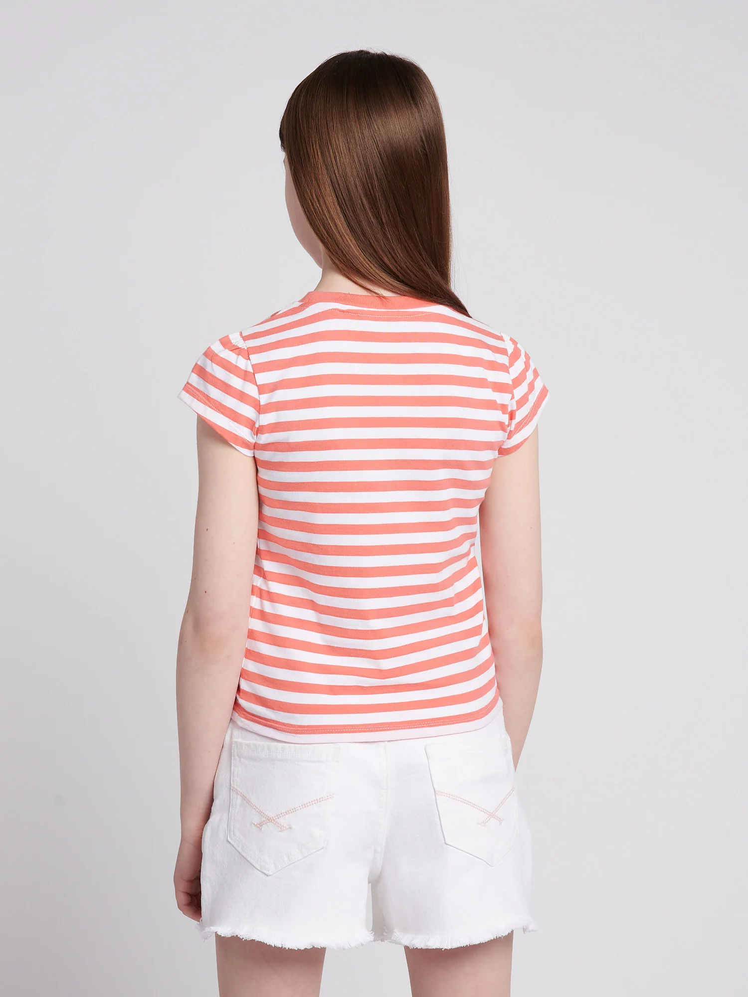 Girls Double Horsemen Mixed 2 Pack Cap Sleeve Tees in Sugar Coral - Image 6