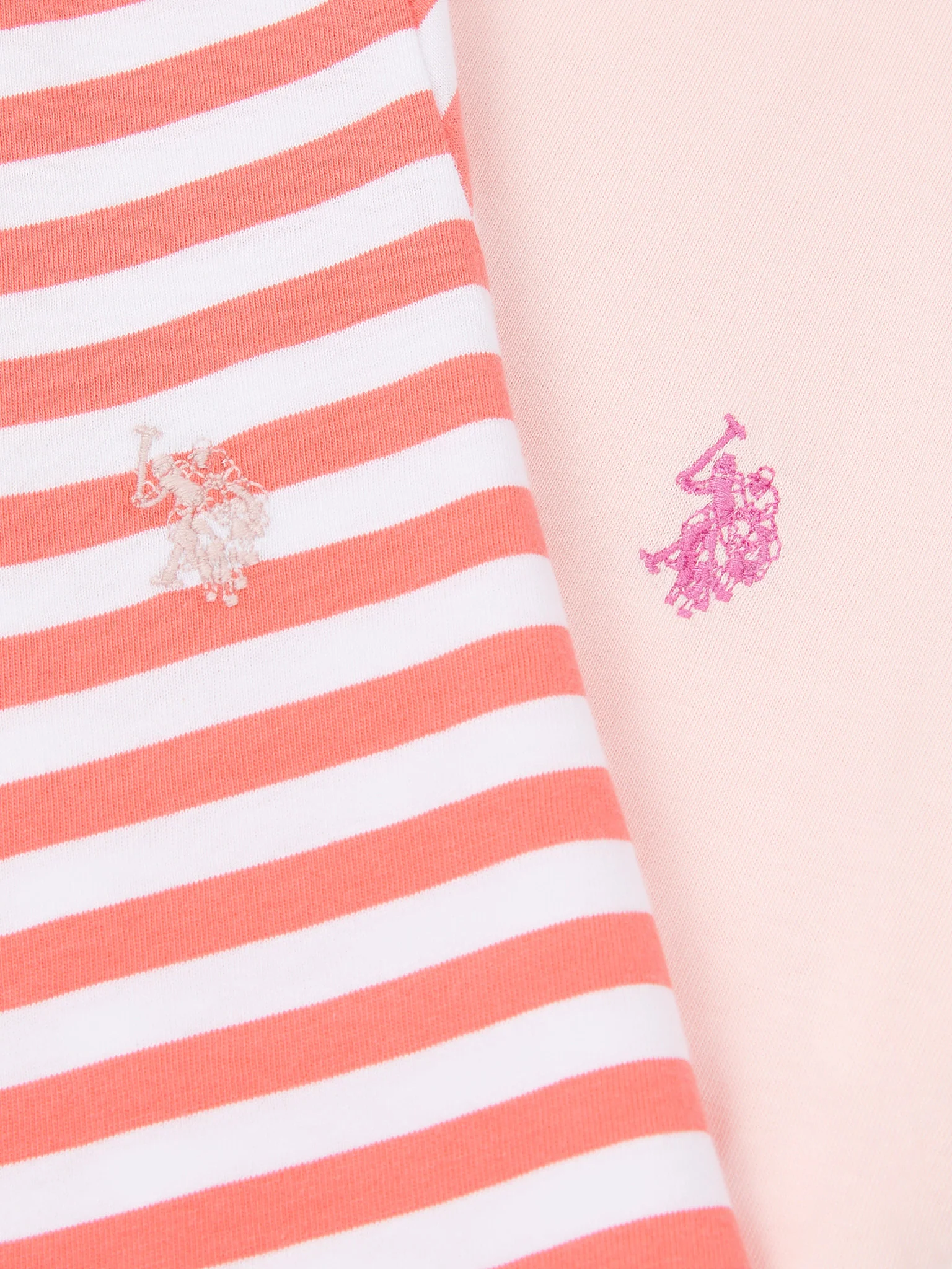 Girls Double Horsemen Mixed 2 Pack Cap Sleeve Tees in Sugar Coral - Image 9