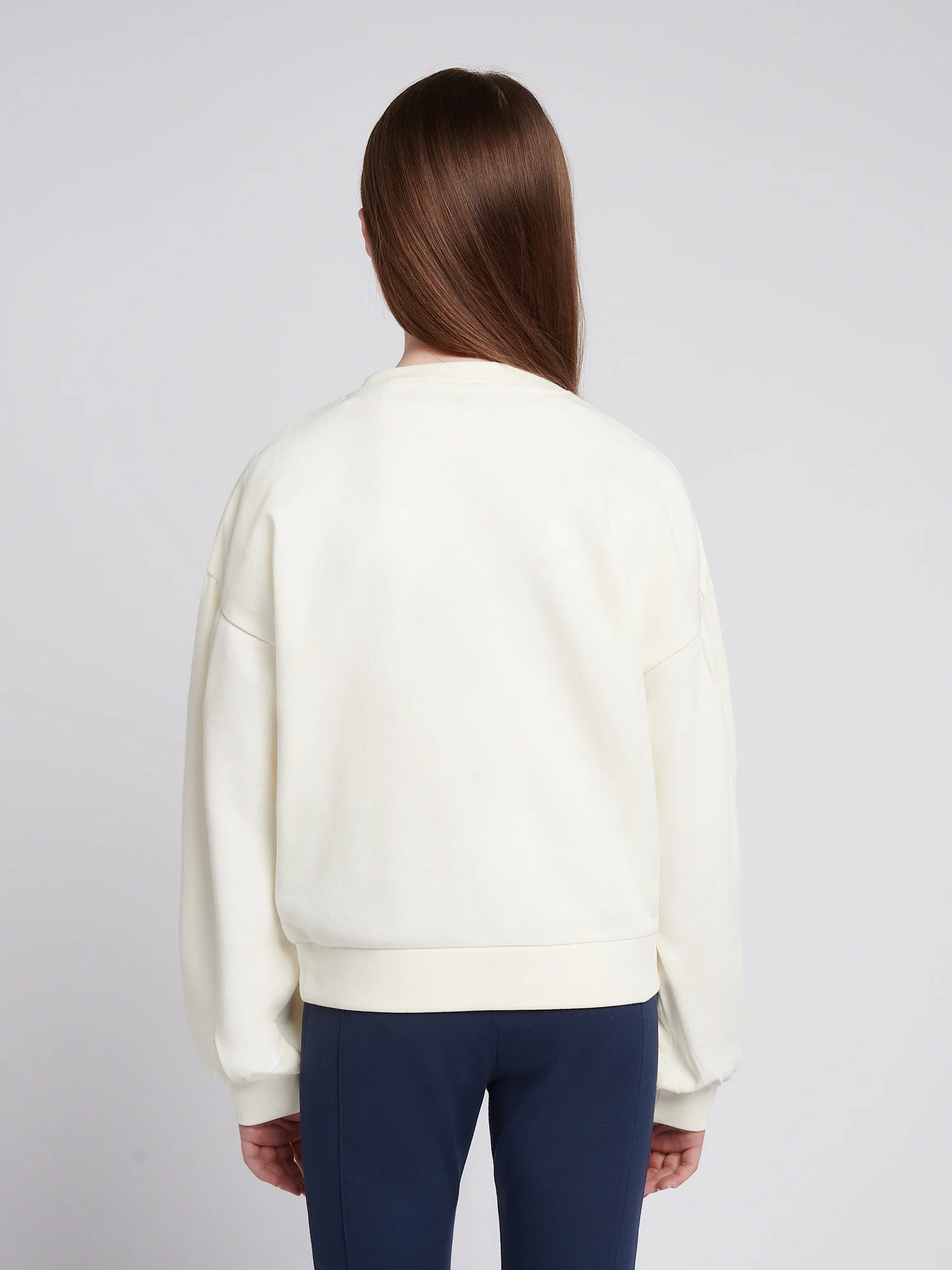 Girls Double Horsemen Puff Sleeve Sweat in Marshmallow - Image 4