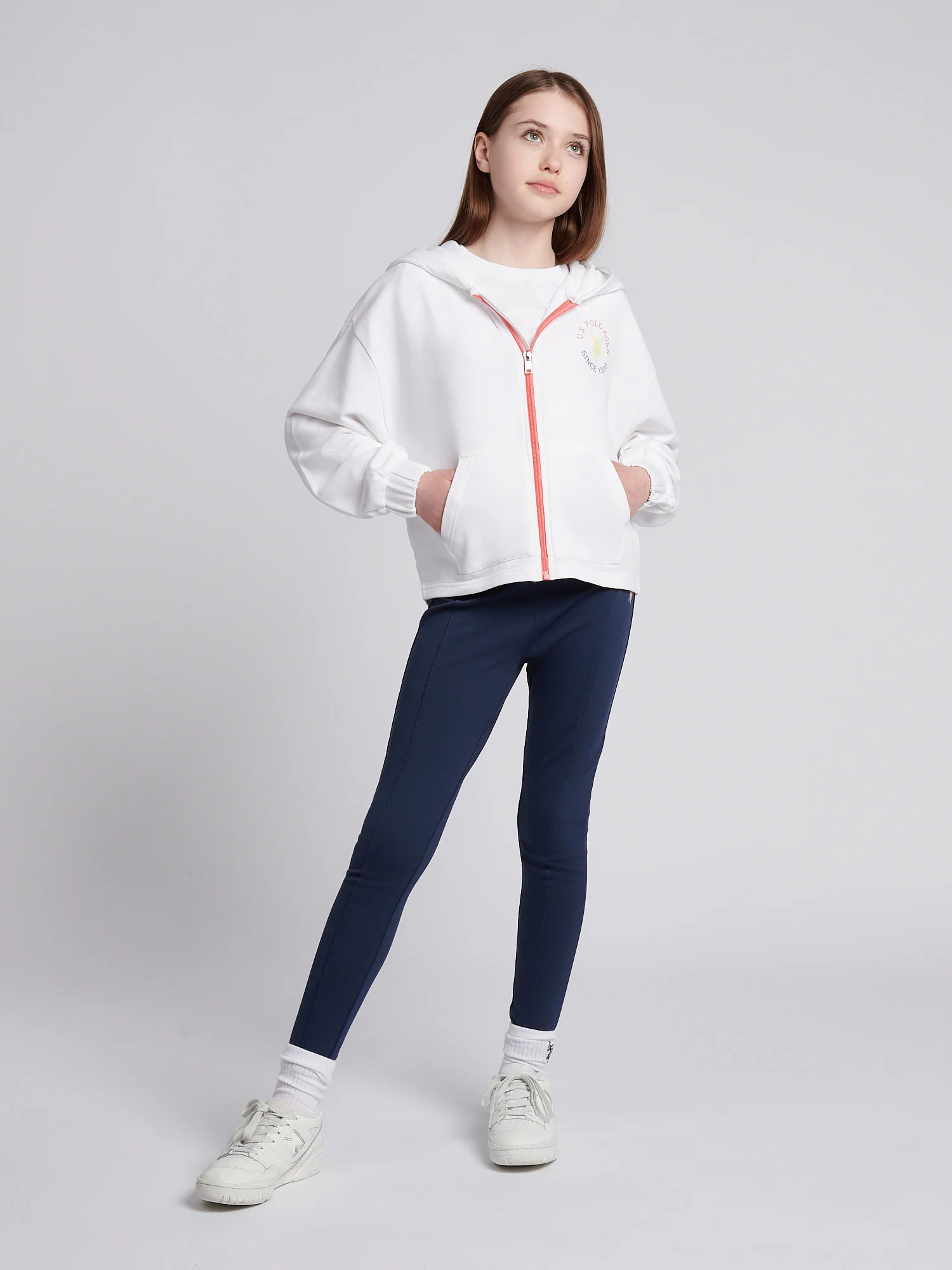 Girls Graphic Zip Through Sweat in Bright White - Image 3