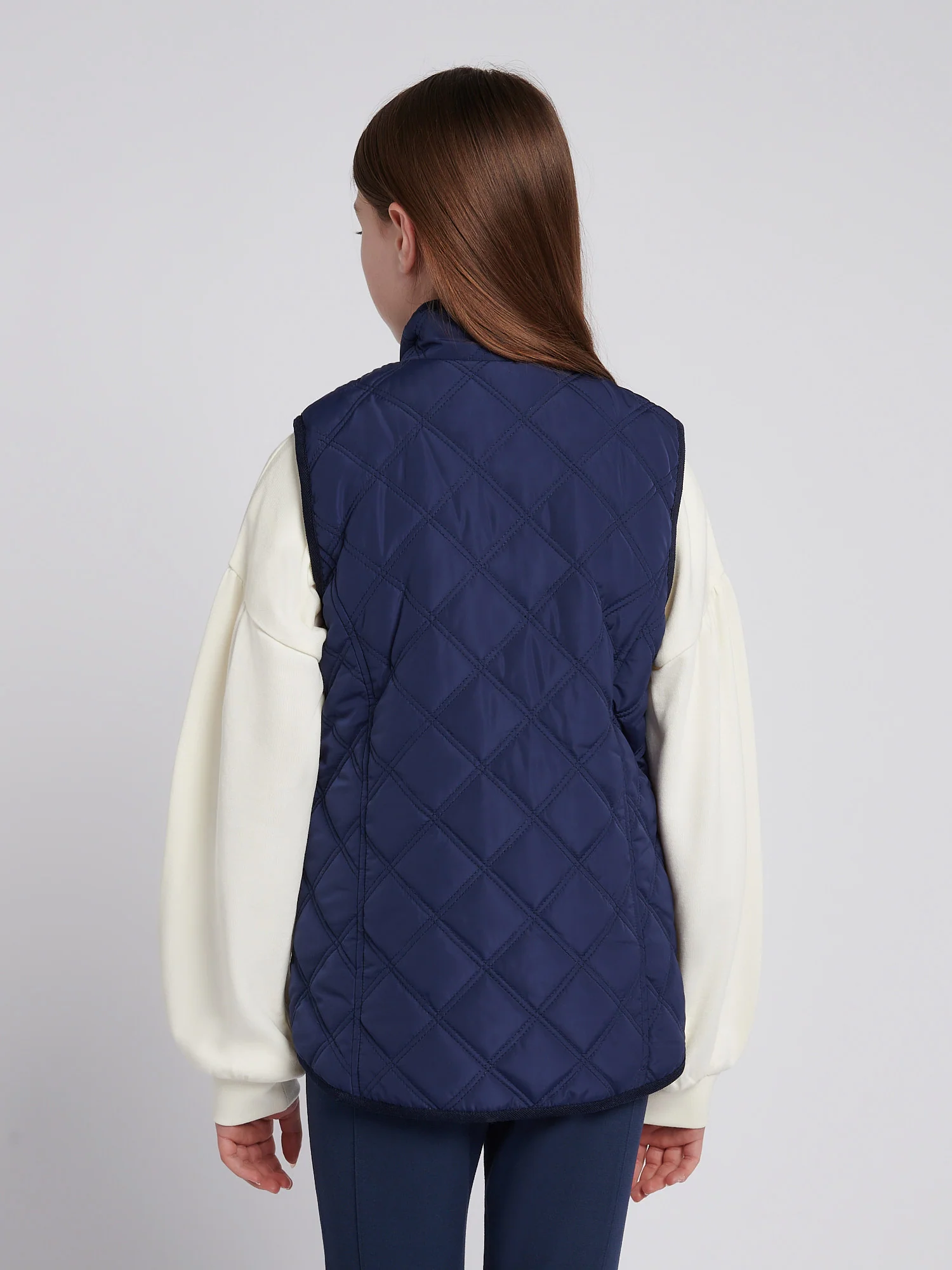 Girls Hacking Gilet in Navy Iris - Image 4