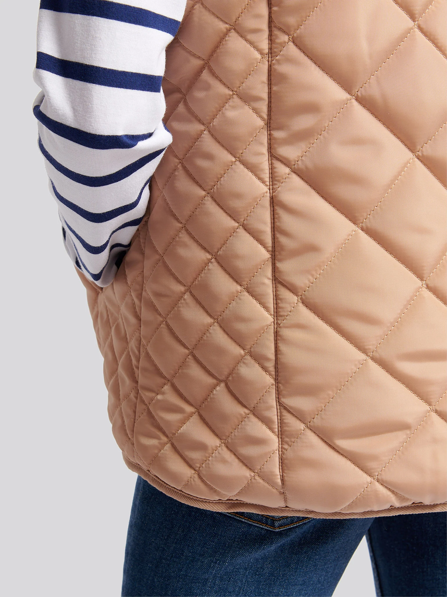 Girls Lightweight Quilted Gilet in Cuban Sand - Image 6