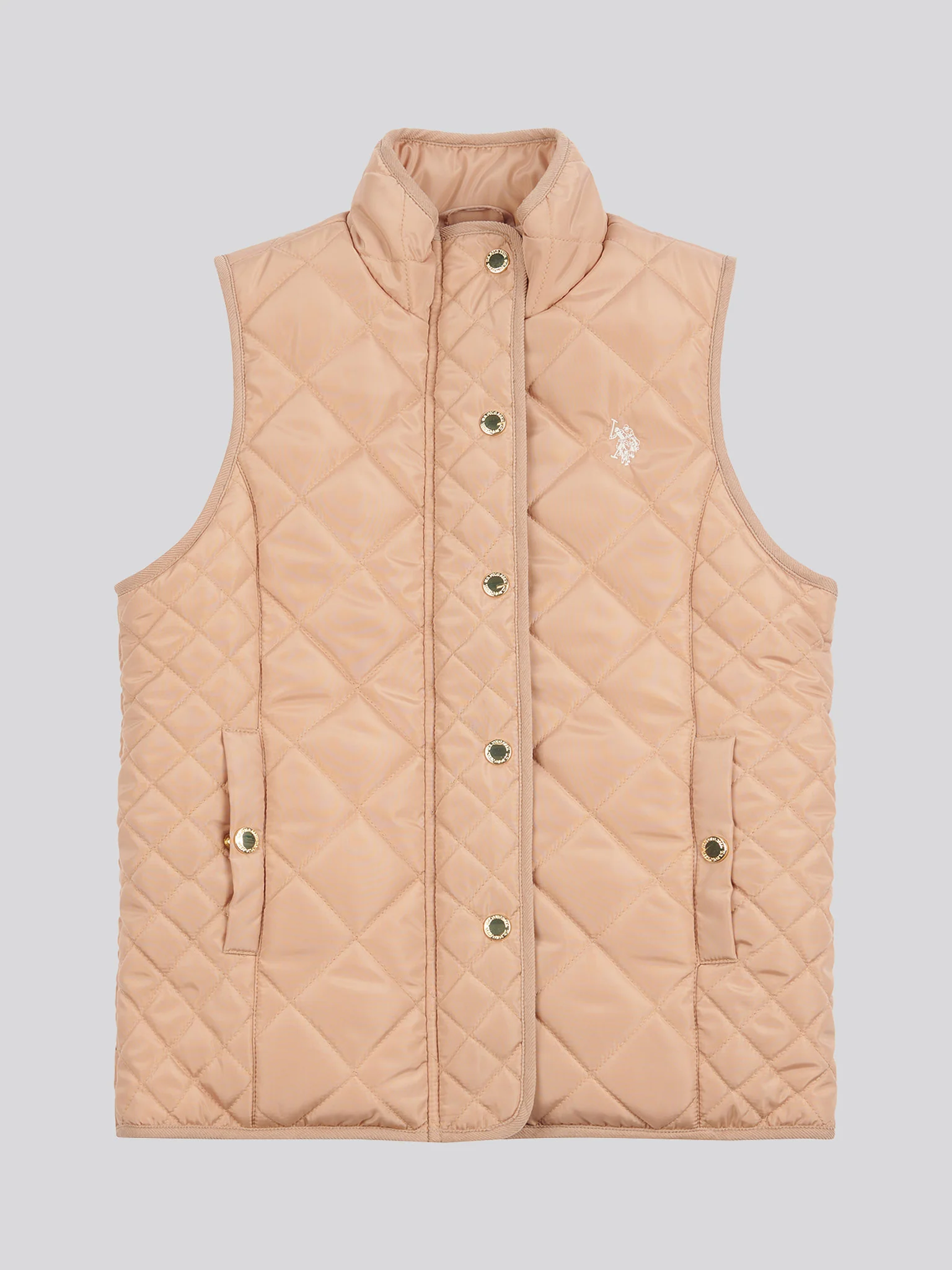 Girls Lightweight Quilted Gilet in Cuban Sand - Image 7