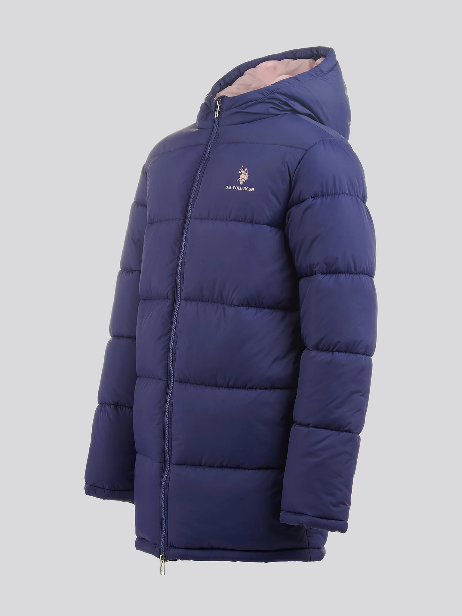Girls Longline Puffer Jacket in Midnight Blue - Image 6