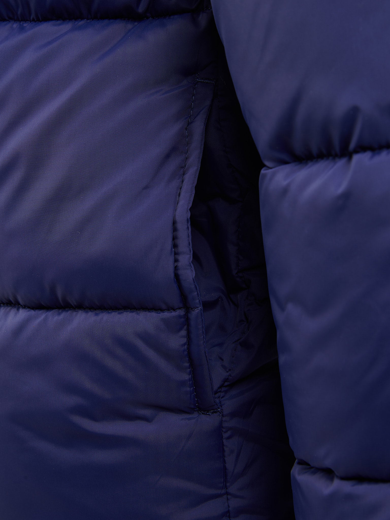 Girls Longline Puffer Jacket in Midnight Blue - Image 9