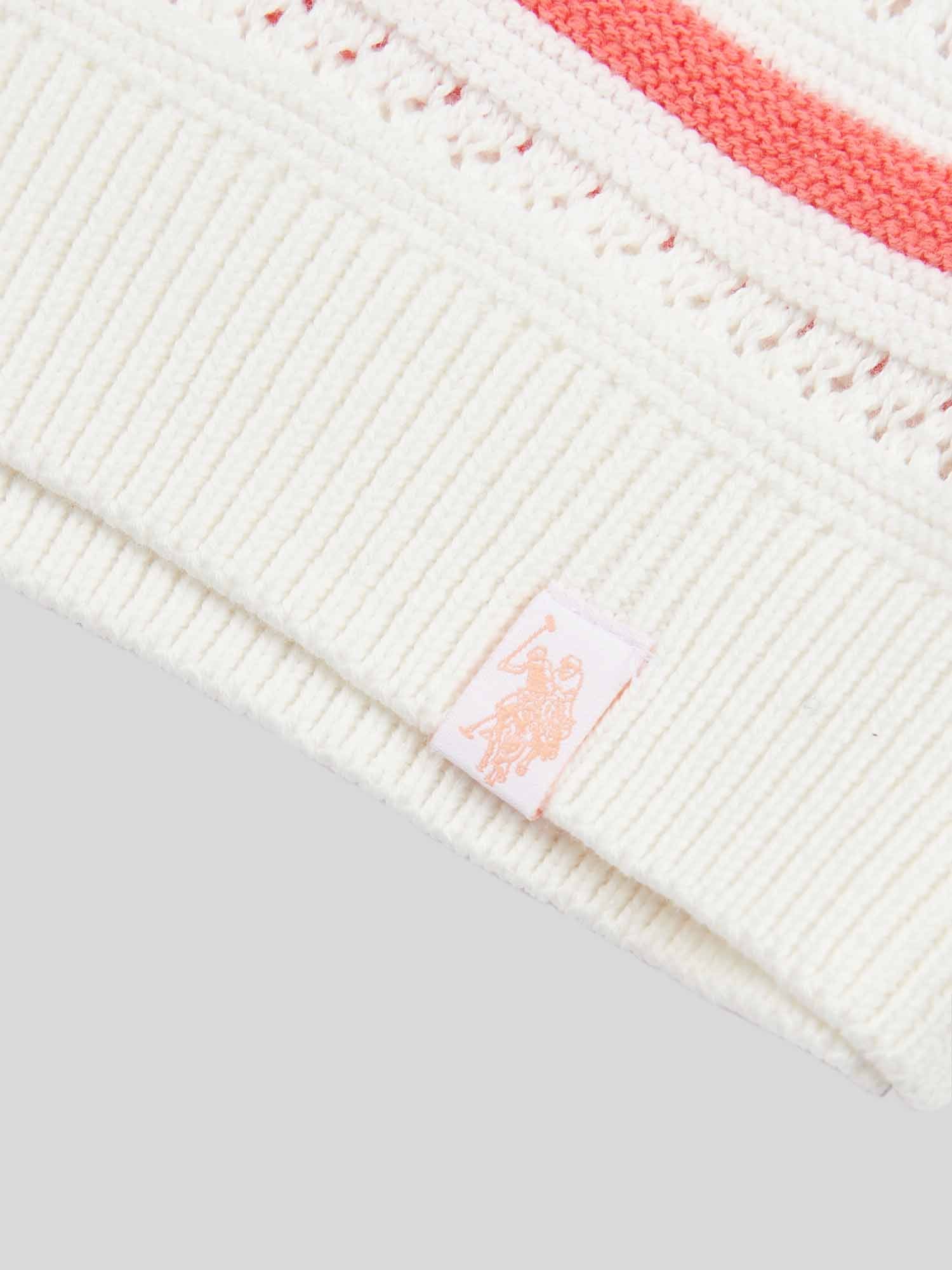 Girls Pointelle Stripe Knit Jumper in Bright White - Image 7