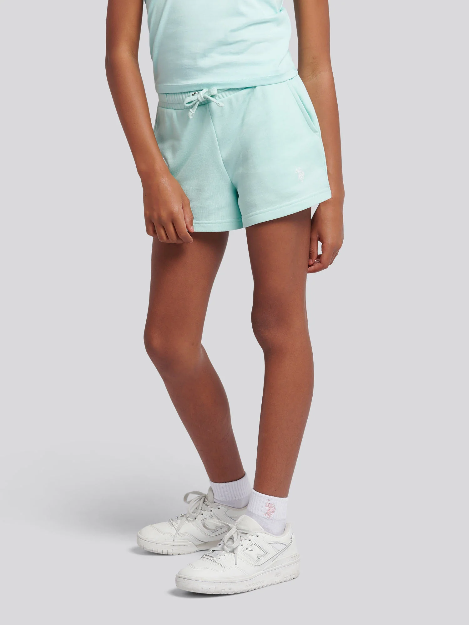 Girls Script Graphic T-Shirt & Sweat Short Set in Blue Light - Image 4