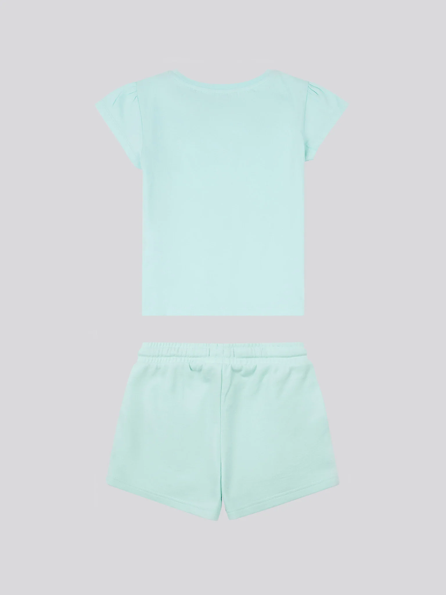 Girls Script Graphic T-Shirt & Sweat Short Set in Blue Light - Image 8