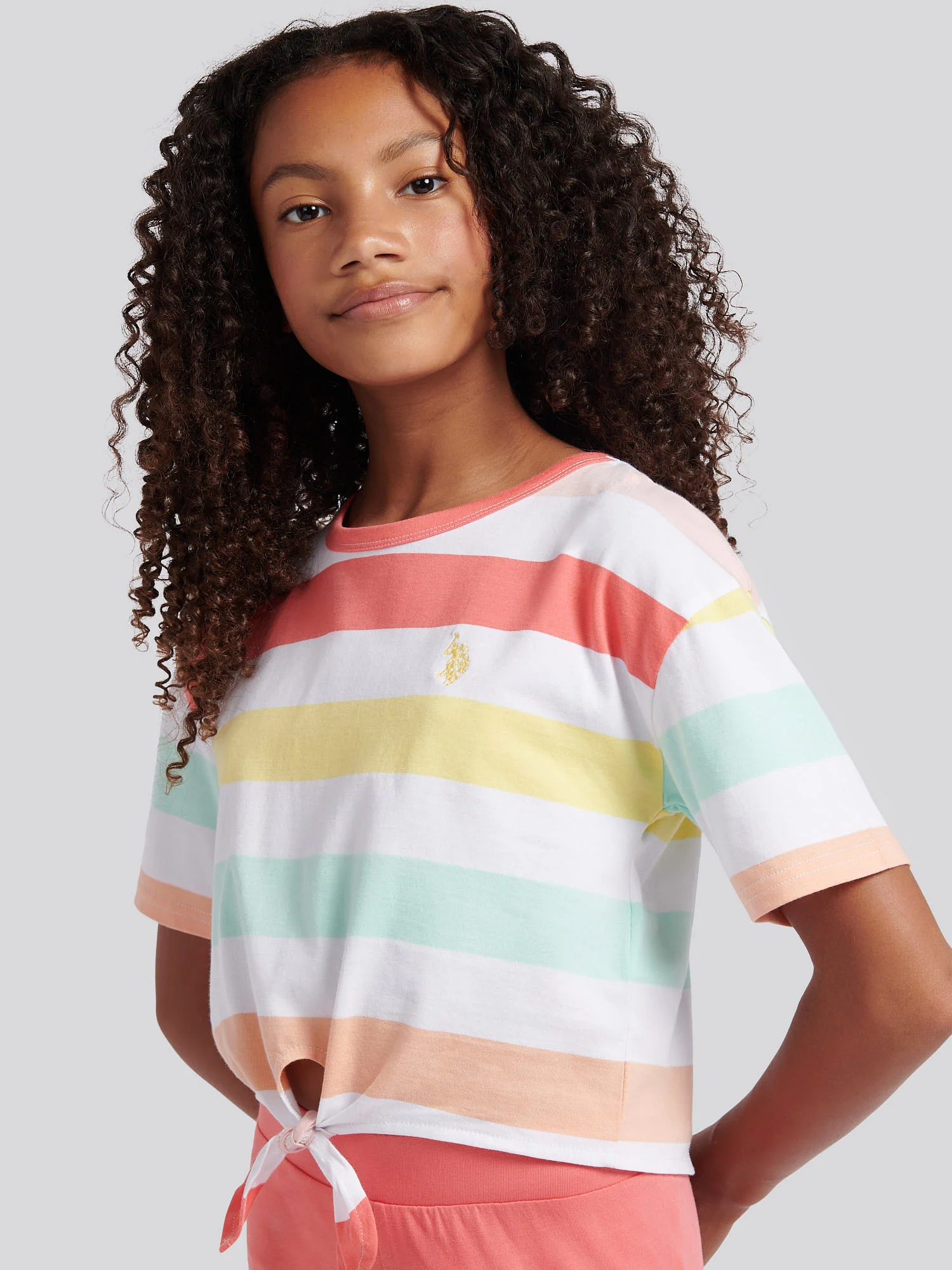 Girls Stripe T-Shirt & Legging Set in Sugar Coral - Image 5