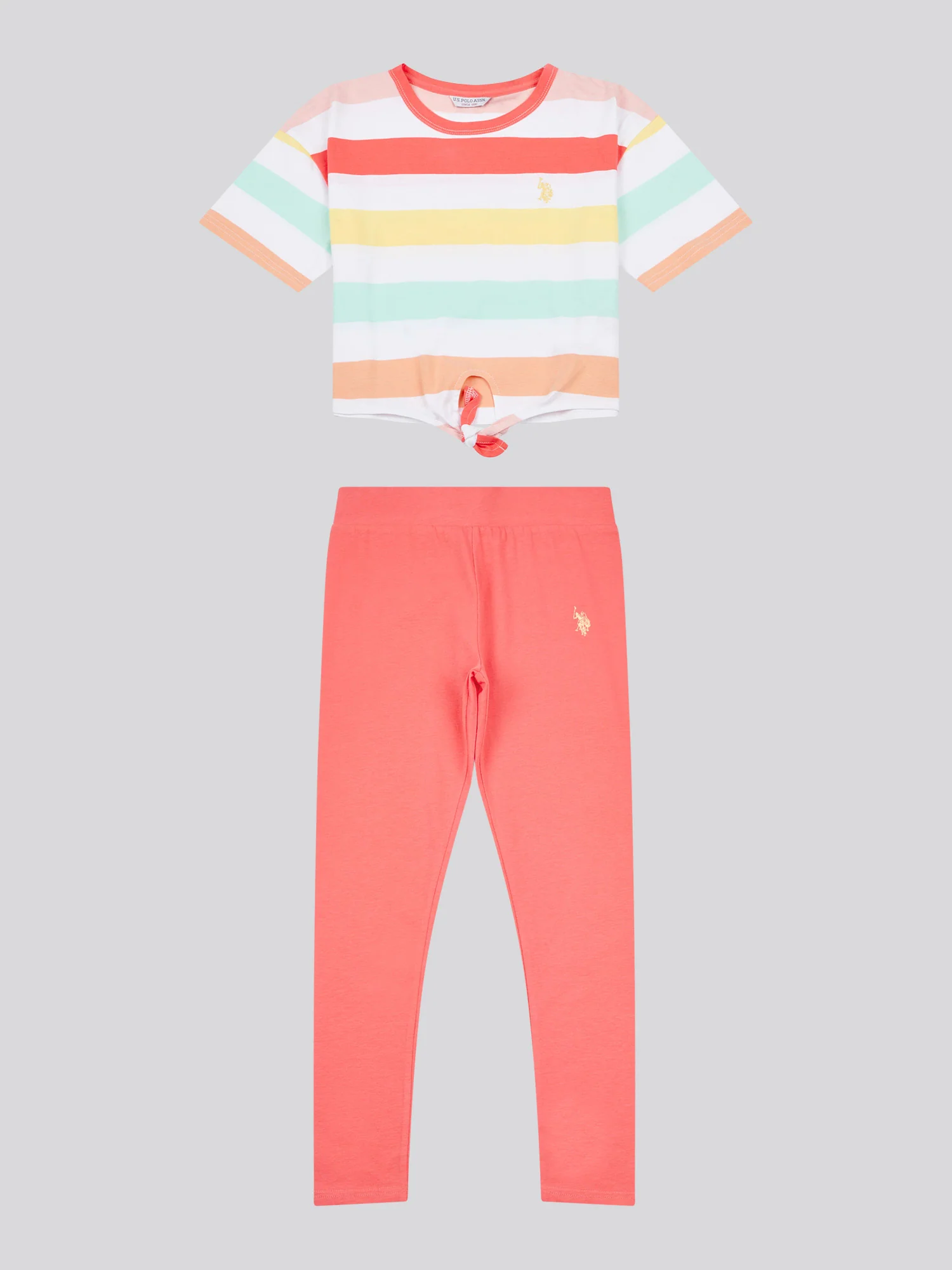 Girls Stripe T-Shirt & Legging Set in Sugar Coral - Image 7