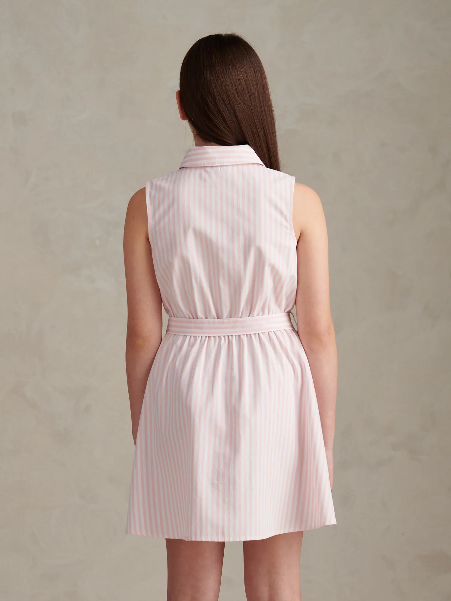 Girls Striped Sleeveless Shirt Dress Crystal Rose - Image 4