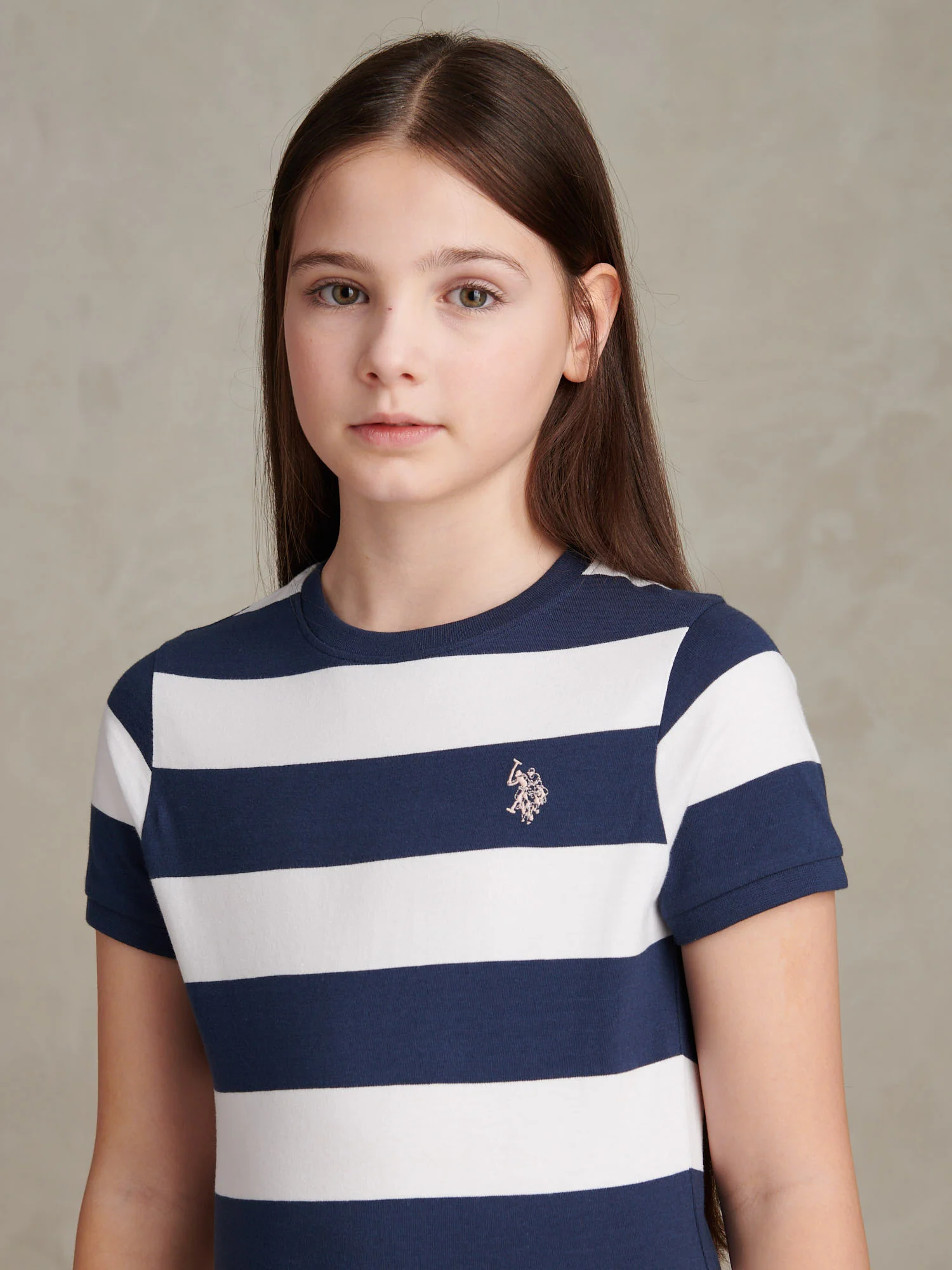 Girls Striped T-Shirt Dress Navy Iris - Image 2