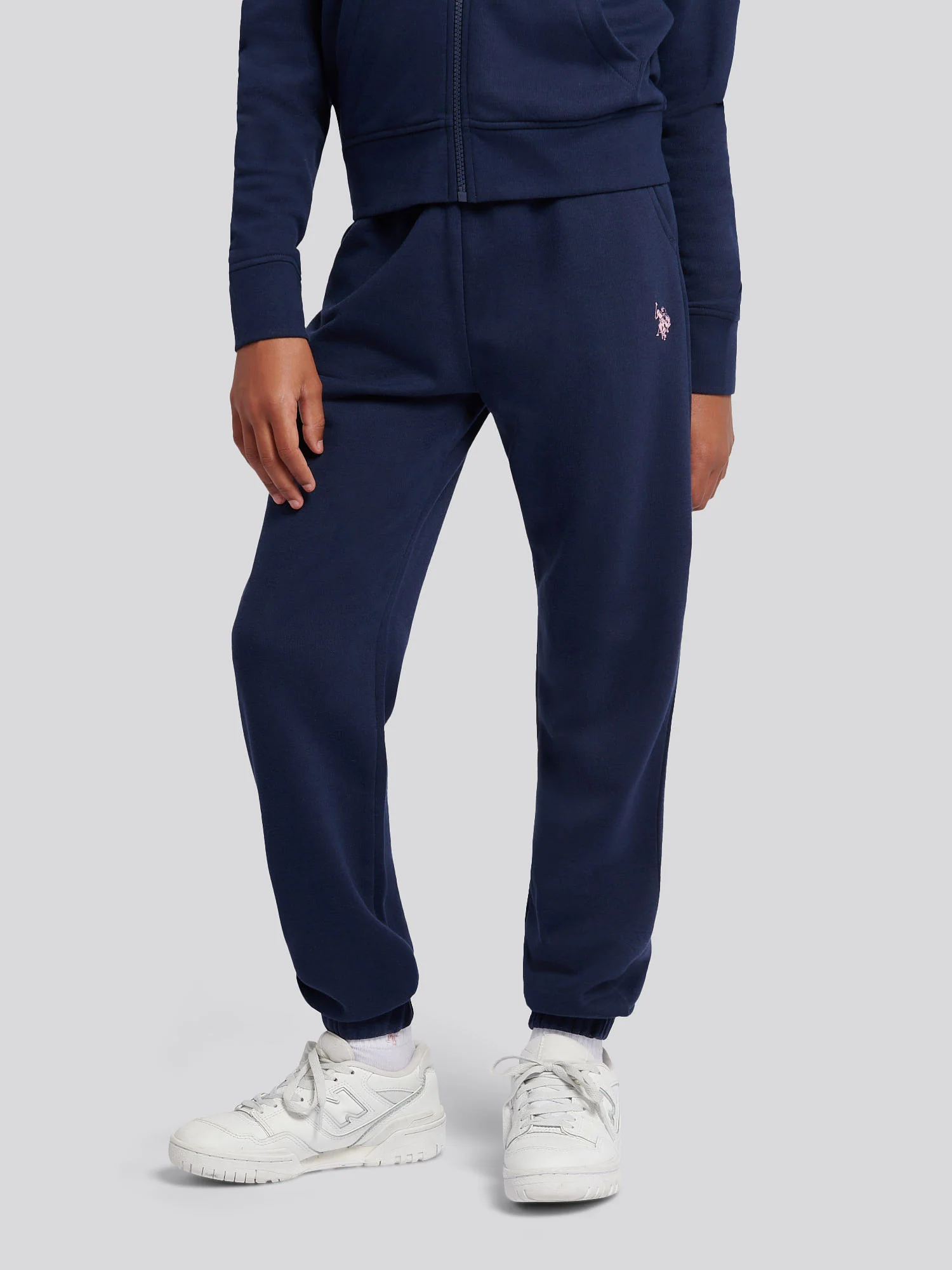 Girls Zip Hoodie & Relaxed Fit Jogger Set in Navy Iris - Image 4