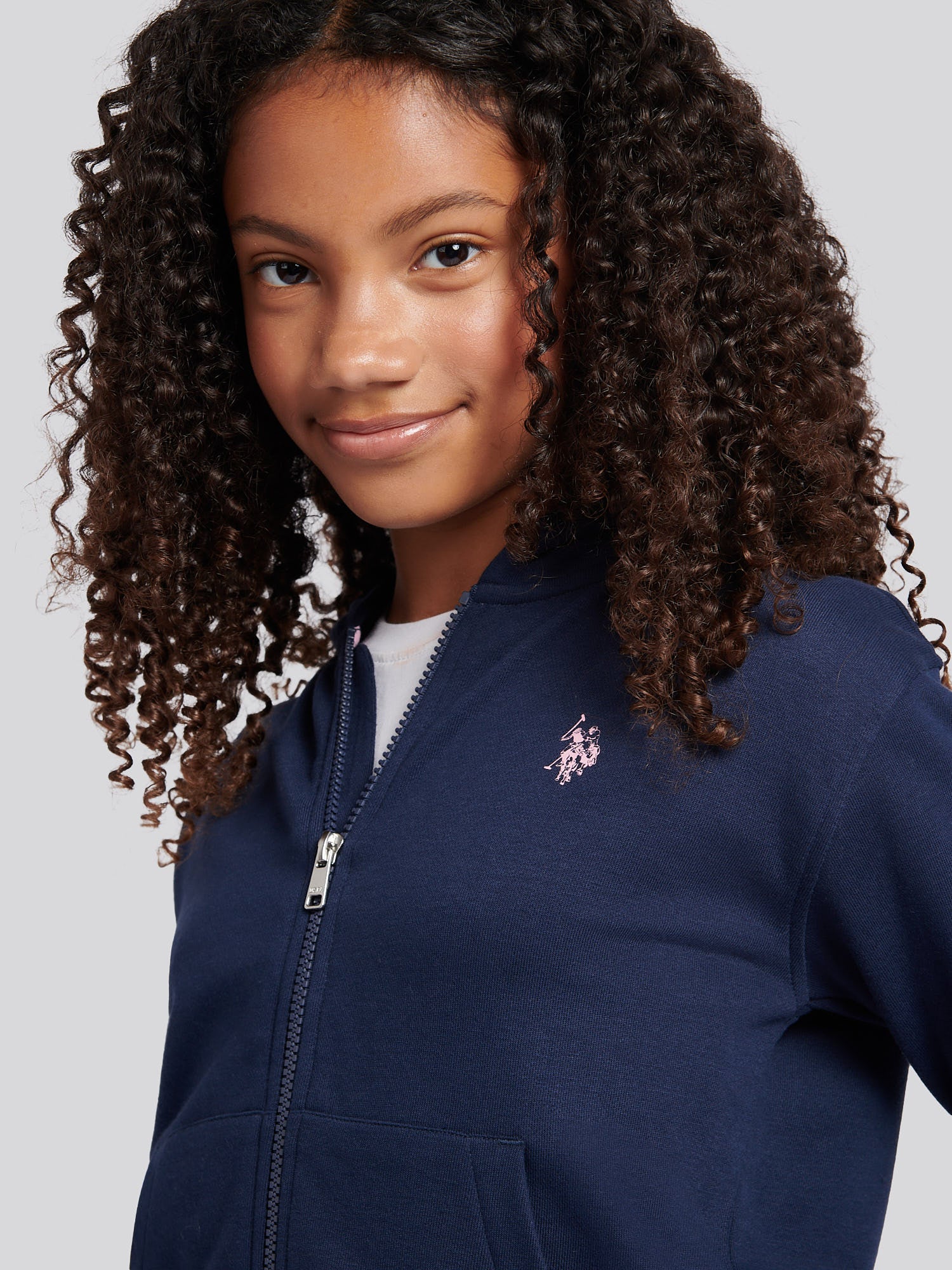 Girls Zip Hoodie & Relaxed Fit Jogger Set in Navy Iris - Image 5