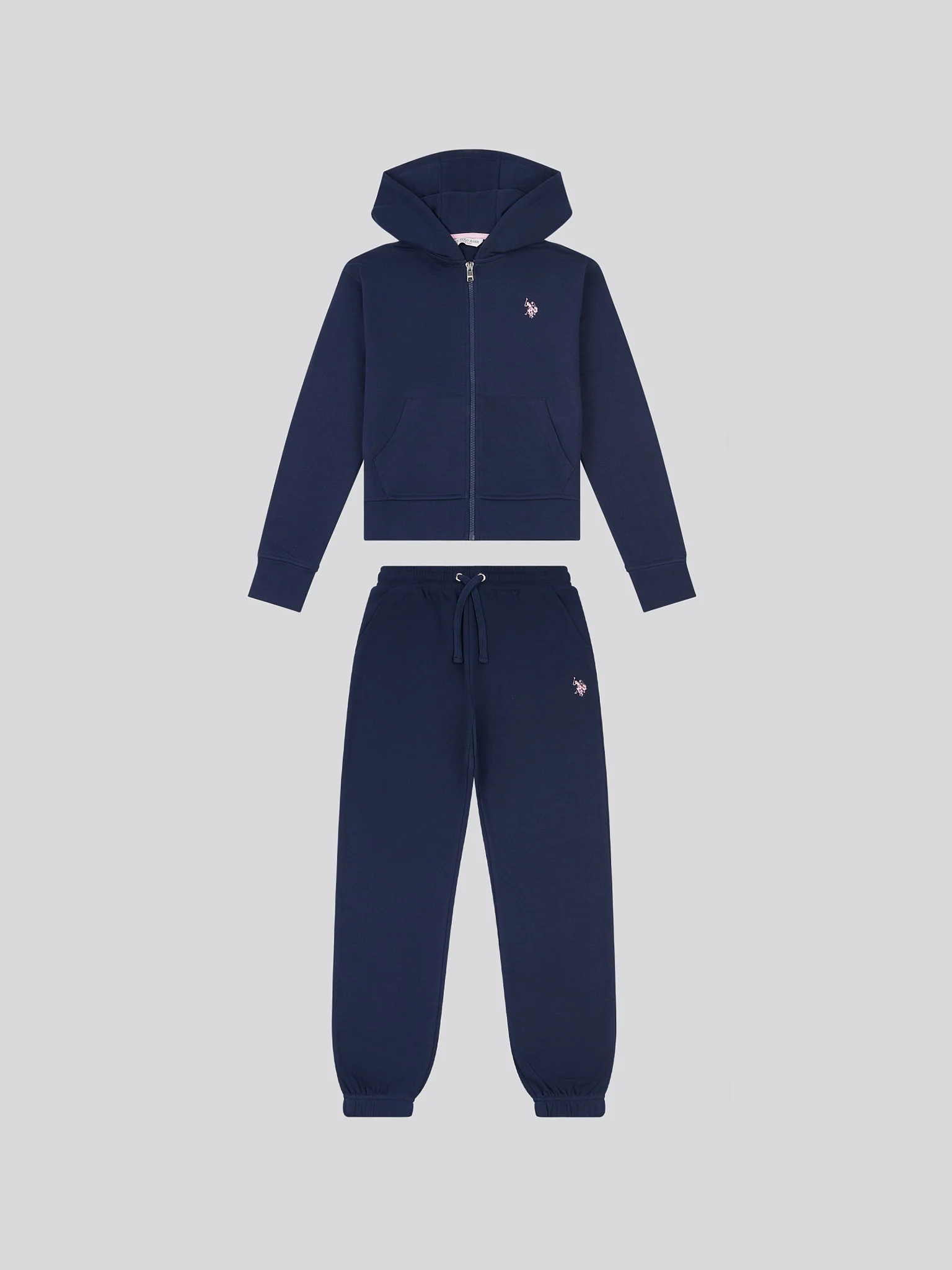 Girls Zip Hoodie & Relaxed Fit Jogger Set in Navy Iris - Image 7