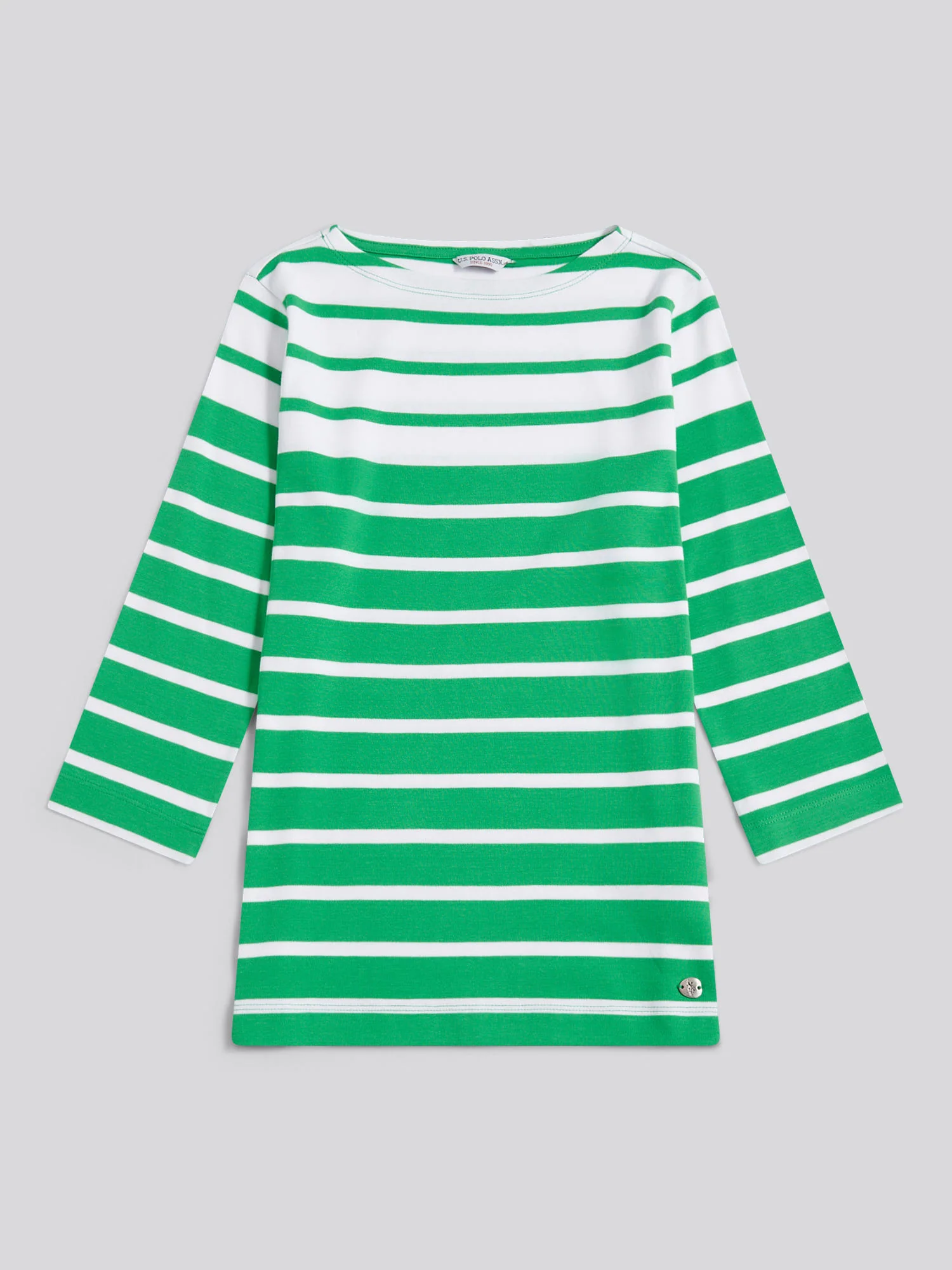 Womens Gradient Stripe Boatneck T-Shirt Kelly Green