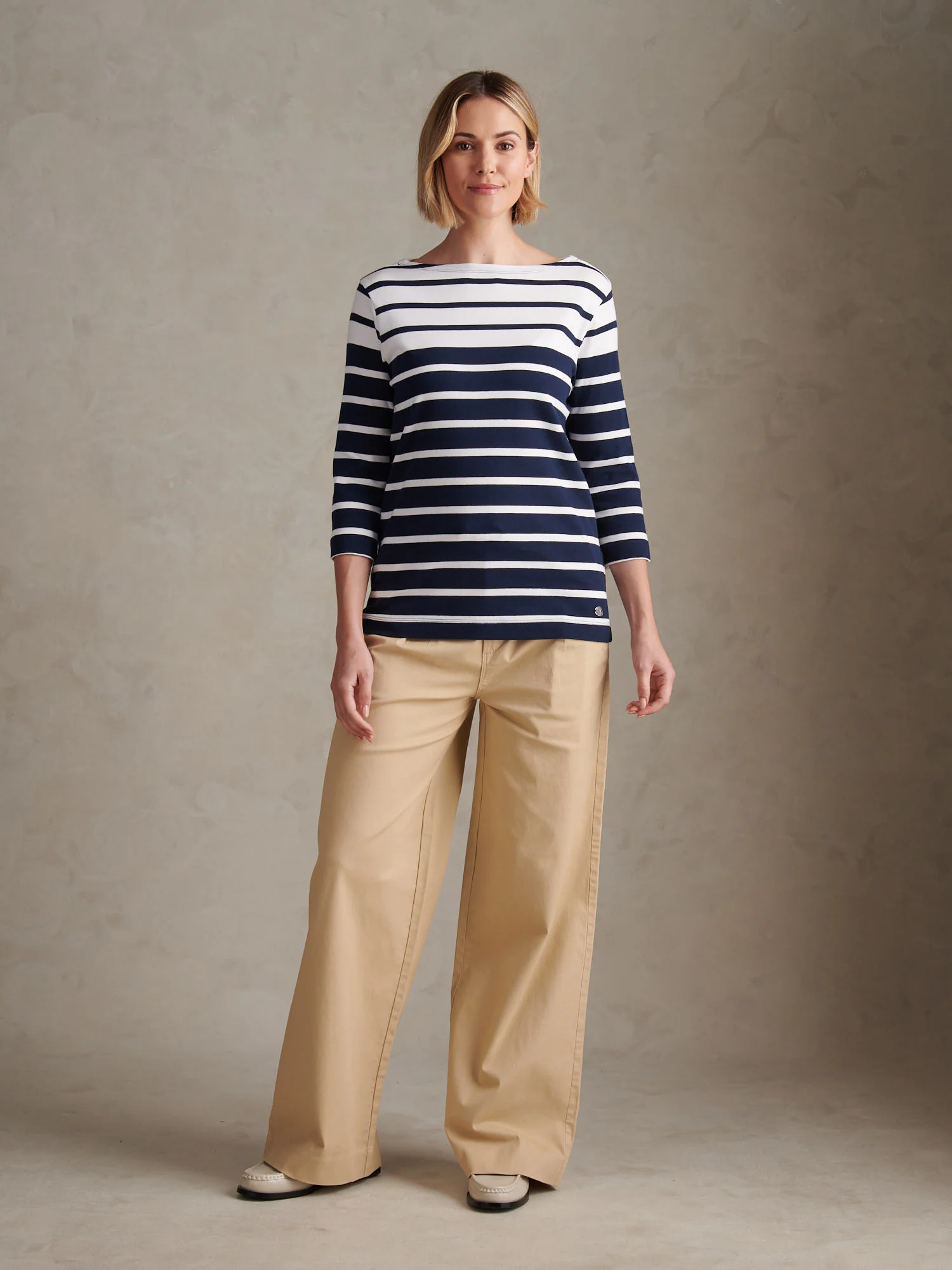 Womens Gradient Stripe Boatneck T-Shirt Navy Iris - Image 3