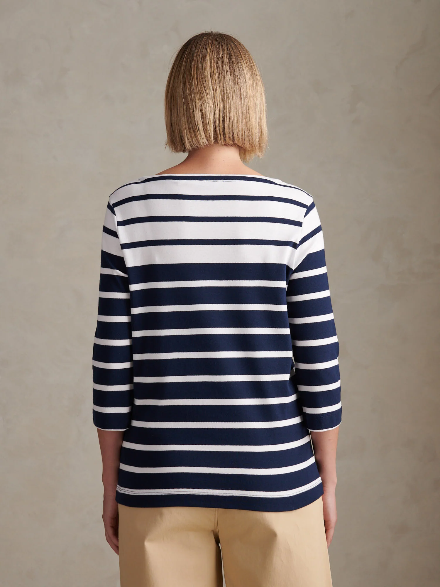 Womens Gradient Stripe Boatneck T-Shirt Navy Iris - Image 4
