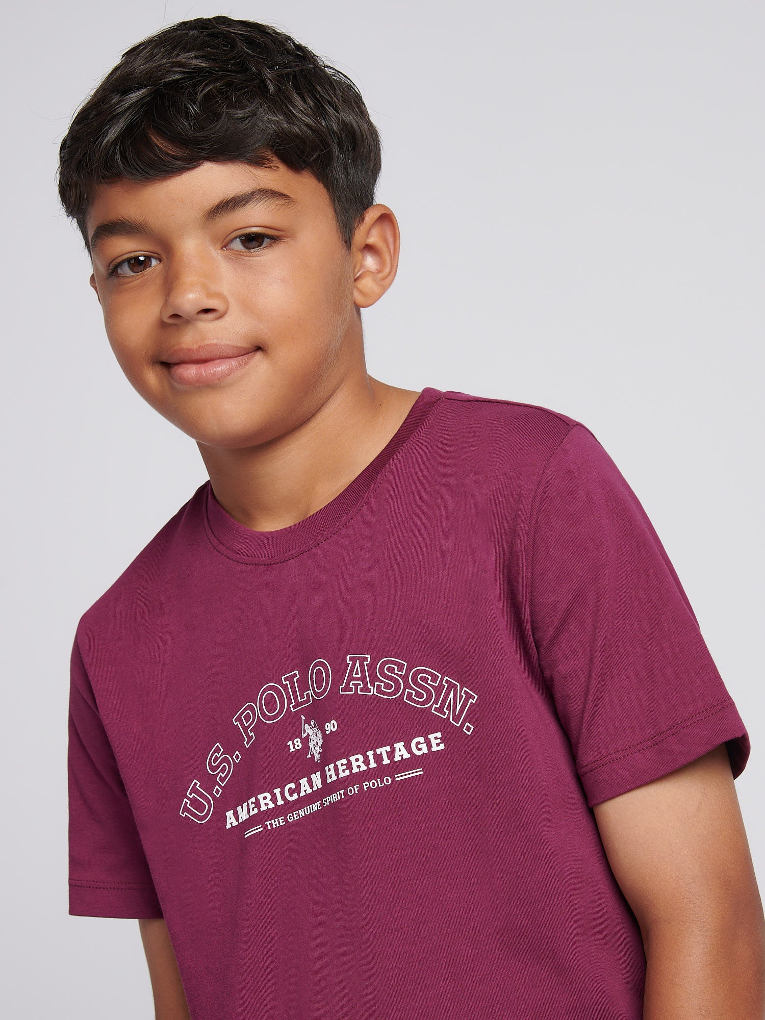 Boys Heritage Graphic Print T-Shirt in Grape Wine - Image 2