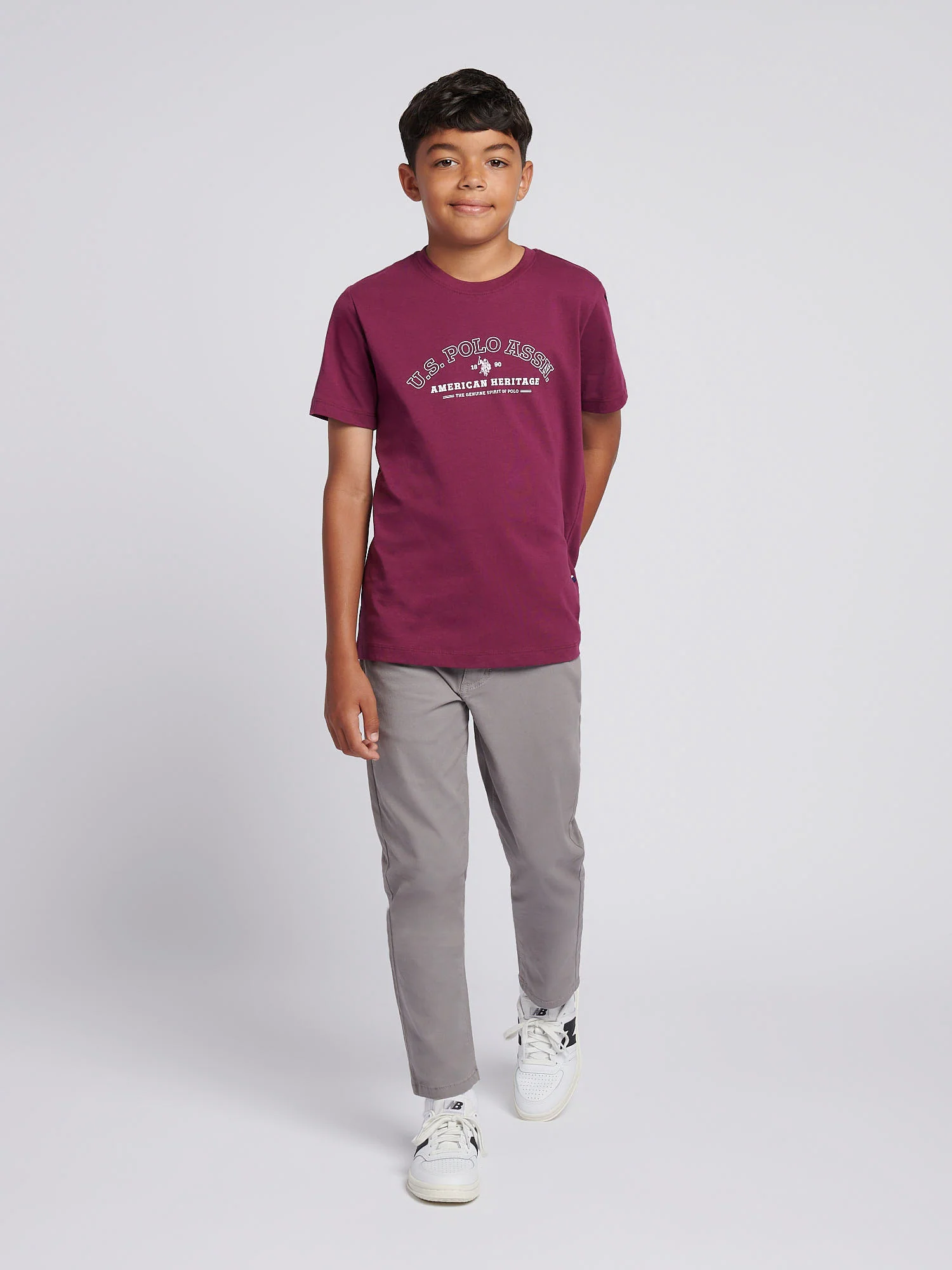 Boys Heritage Graphic Print T-Shirt in Grape Wine - Image 3