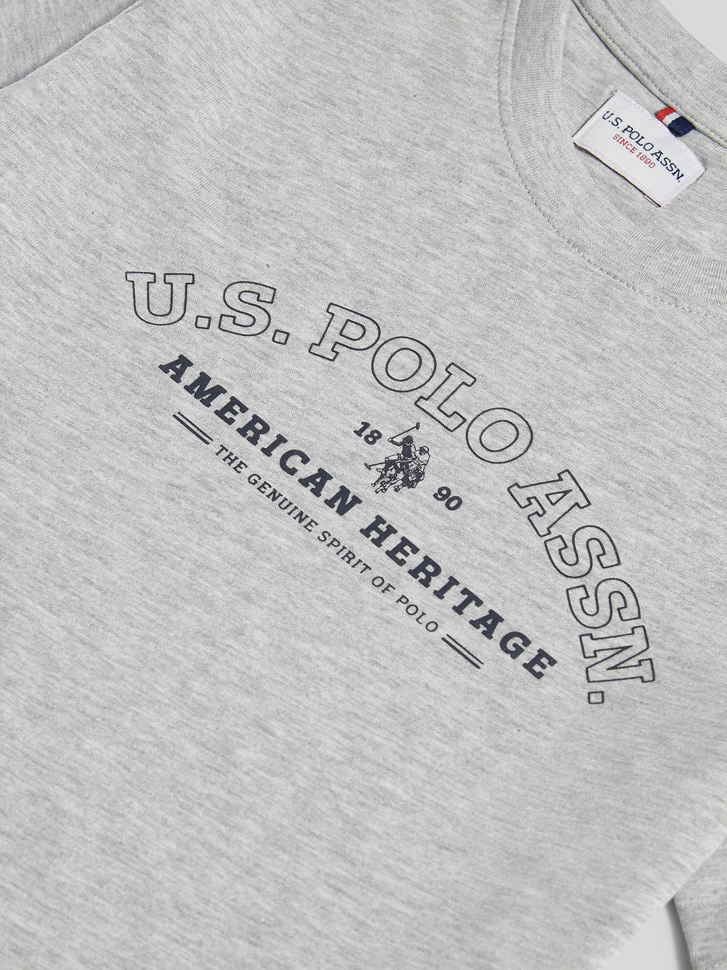 Boys Heritage Graphic Print T-Shirt in Mid Grey Marl - Image 3