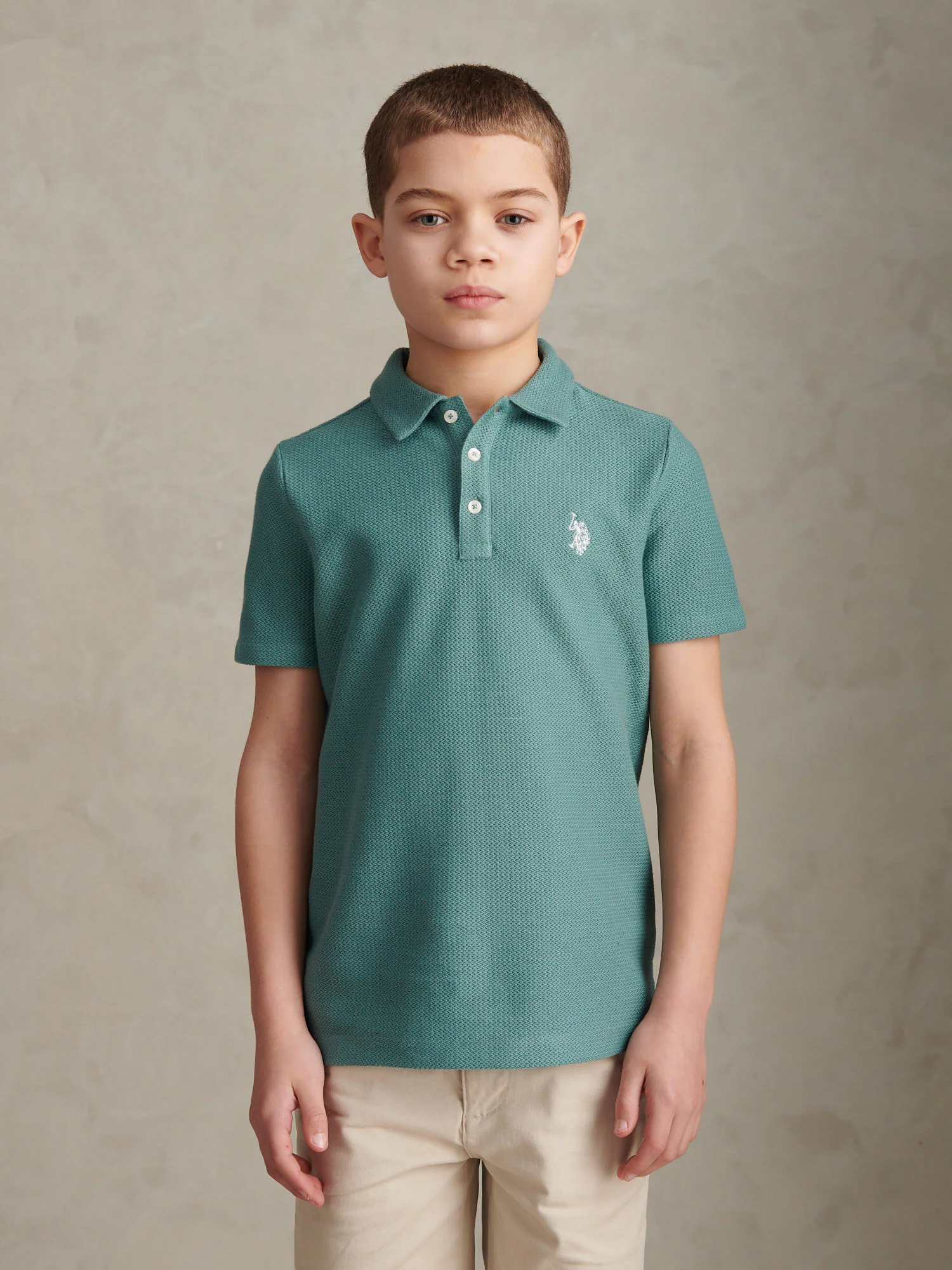 Boys Herringbone Collar Polo Shirt Arctic