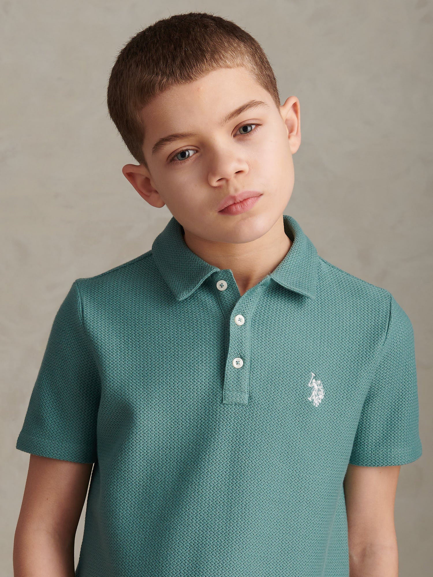 Boys Herringbone Collar Polo Shirt Arctic - Image 2