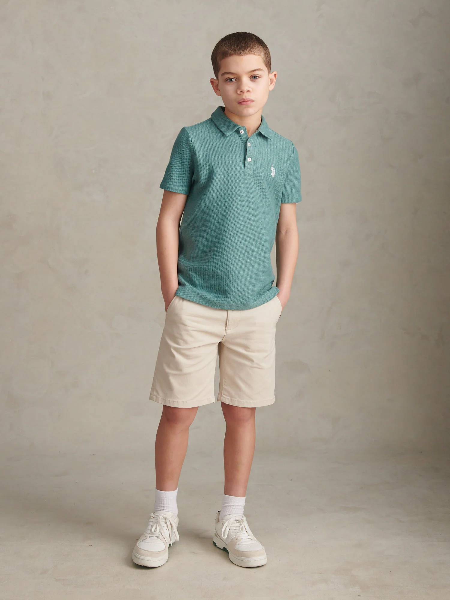 Boys Herringbone Collar Polo Shirt Arctic - Image 3