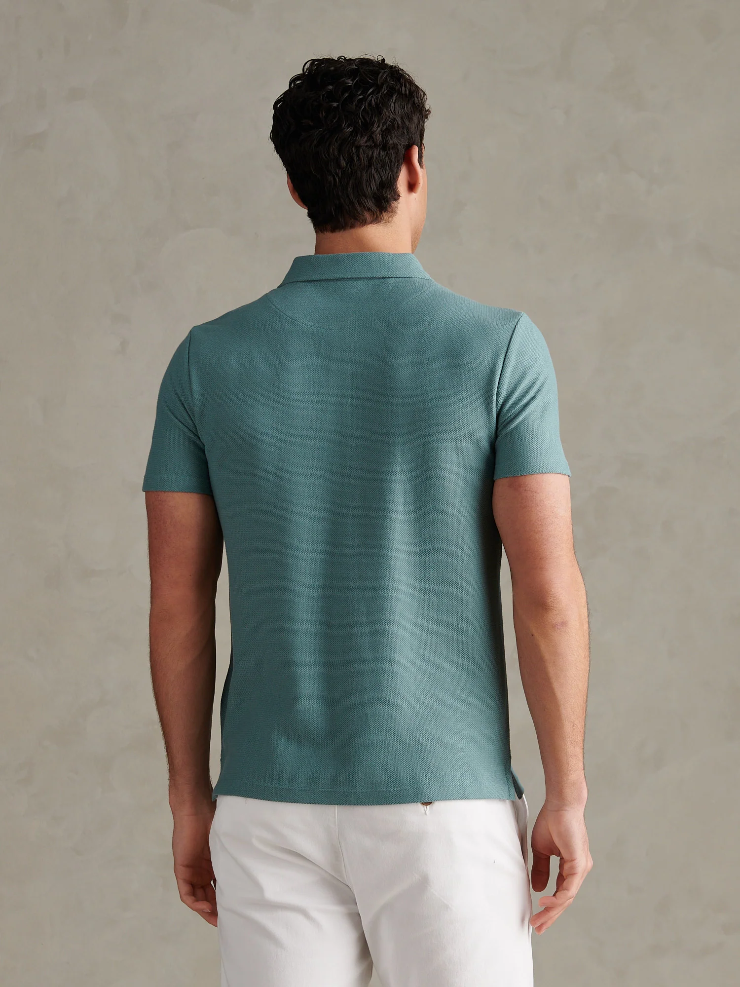 Mens Herringbone Collar Polo Shirt Arctic - Image 4