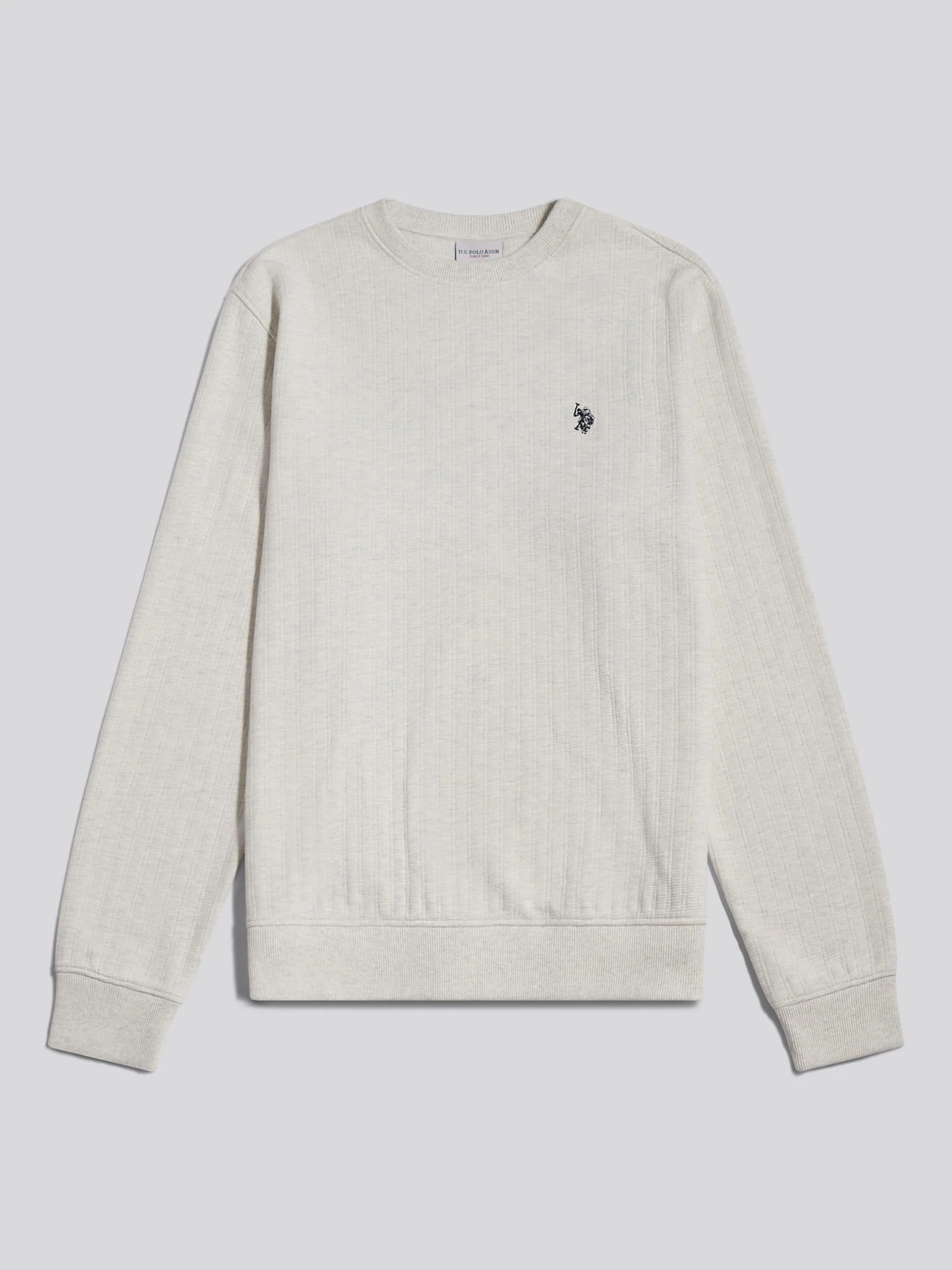 Mens Vertical Texture Double Horsemen Sweatshirt Light Grey Marl - Image 5