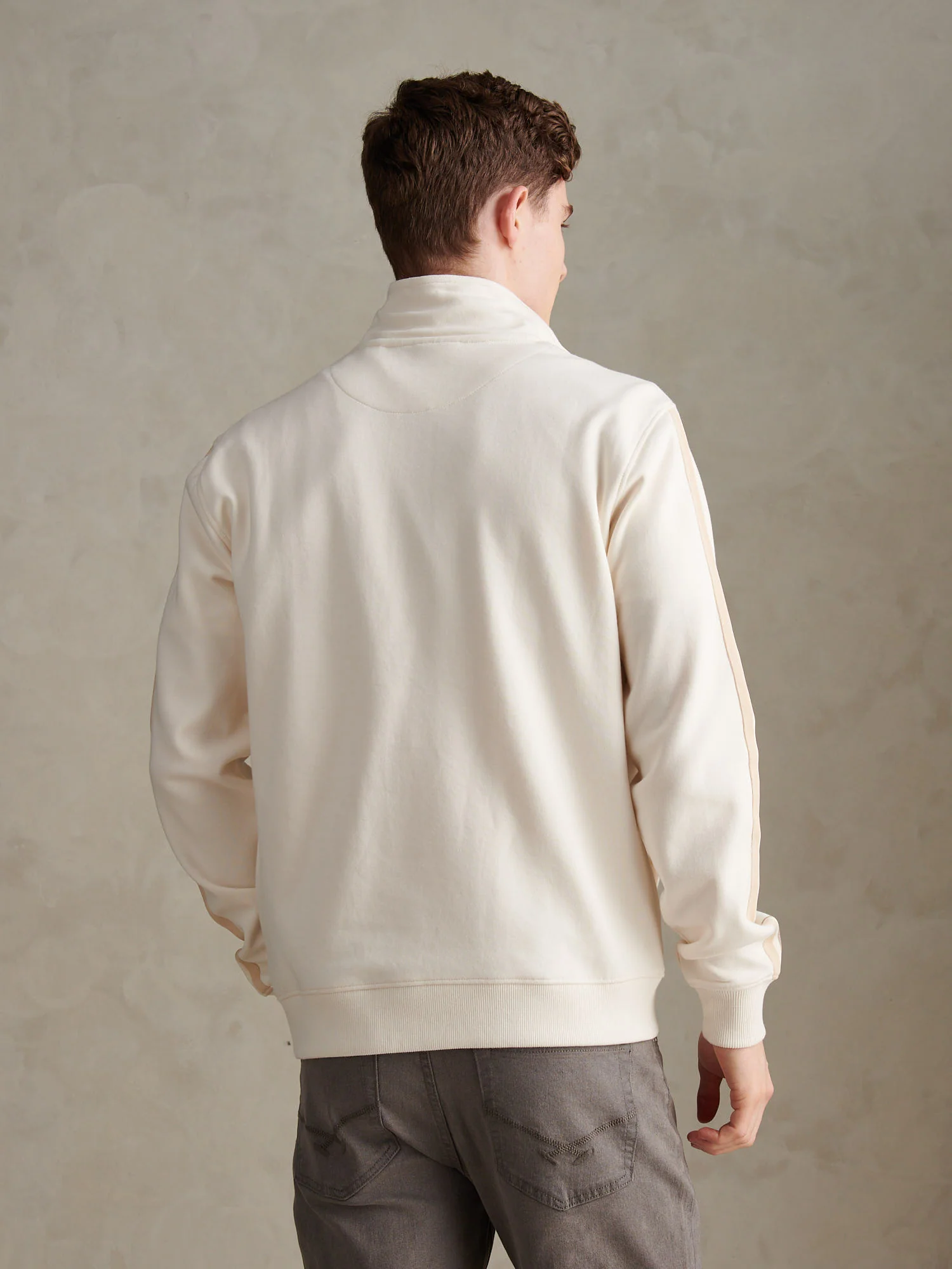 Mens Interlock Taped Funnel Sweatshirt Whisper White - Image 4