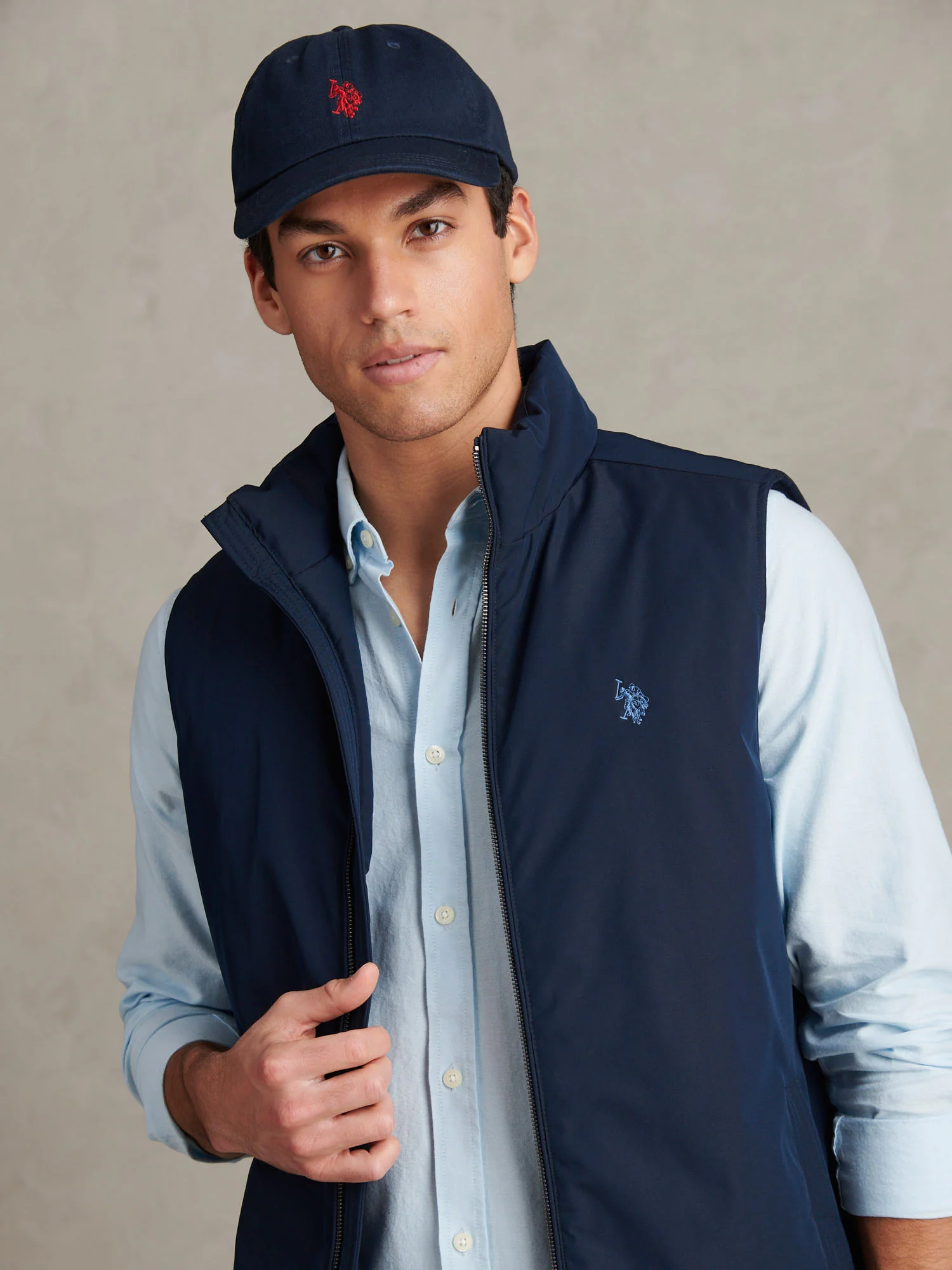 Mens Jersey Lined Quilted Gilet Dark Sapphire Navy / Moonlight Blue DHM - Image 2