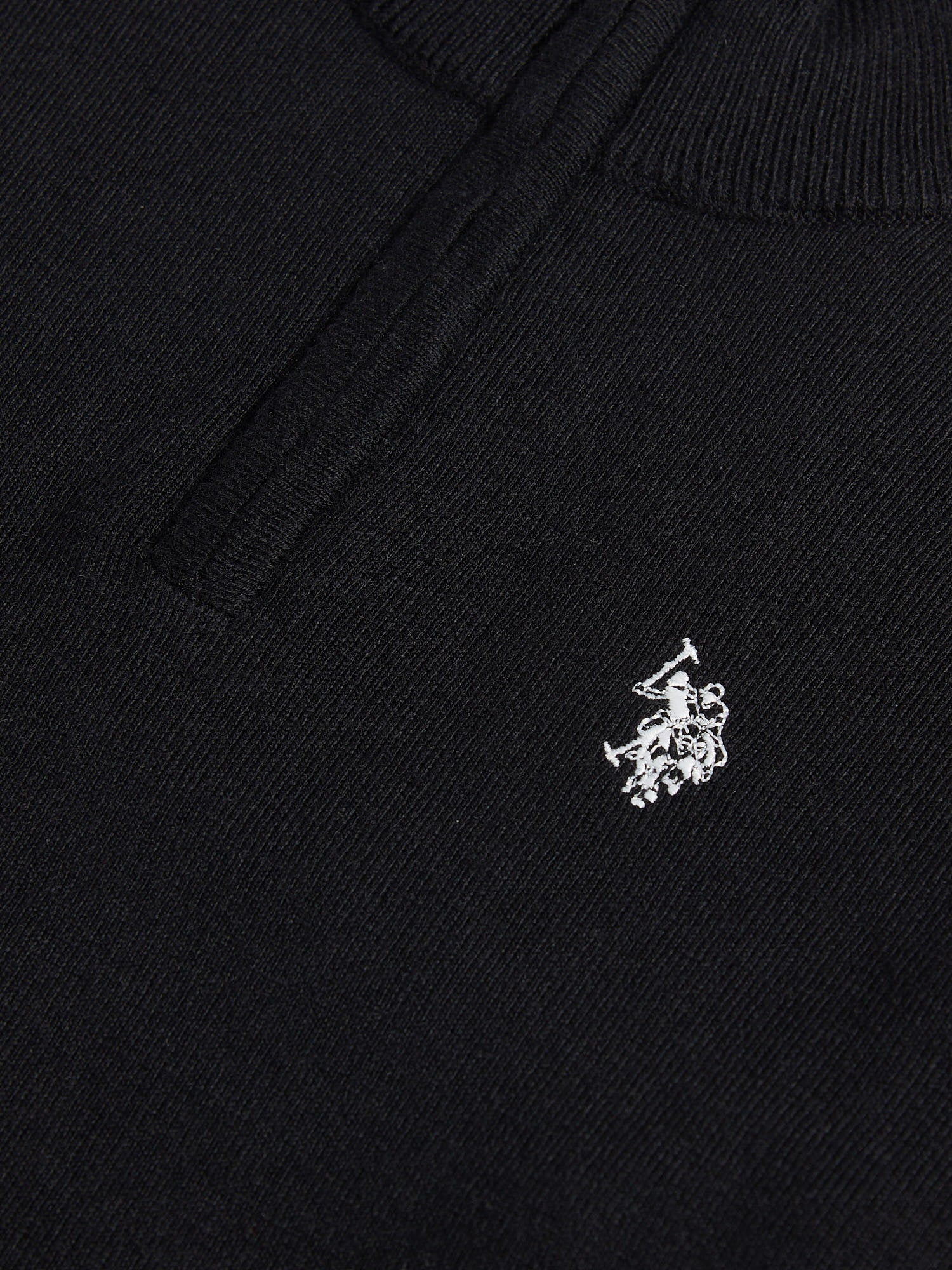Boys Knitted Cotton Rich 1/4 Zip Black Bright White DHM - Image 7