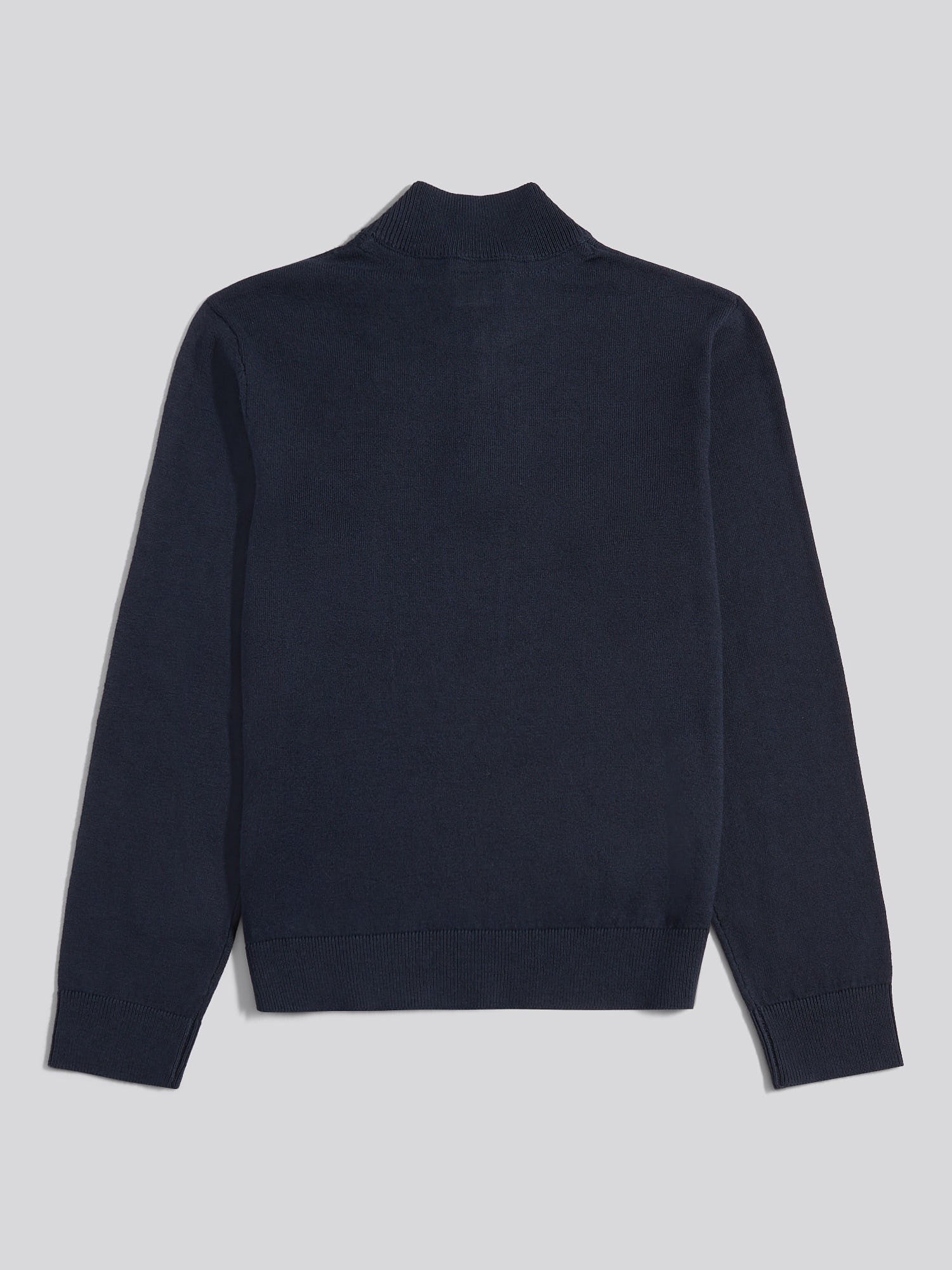 Boys Knitted Cotton Rich 1/4 Zip Dark Sapphire Navy / Haute Red DHM - Image 6
